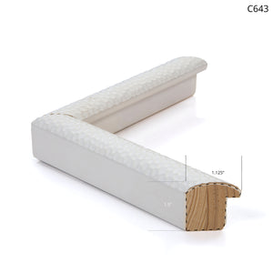 Textured white frame corner with a smooth finish, ideal for framing artwork.