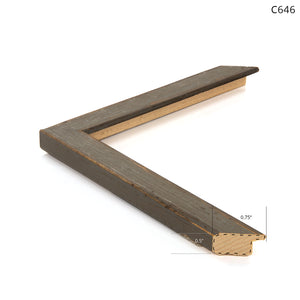 Shadow Play – Stand wooden frame in a rustic gray finish with a gold inner edge.