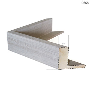 Light wood frame corner showing a textured finish and angled view.