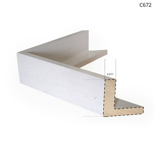 C672 white wooden frame with a modern design, showcasing a clean and minimalistic style.