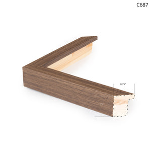 Wooden picture frame sample in a dark brown finish with a modern design.