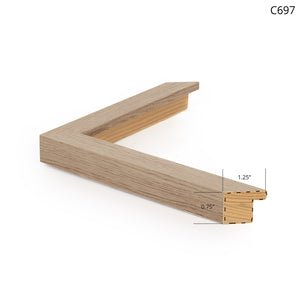 Light wood picture frame with a simple design, showcasing a corner view