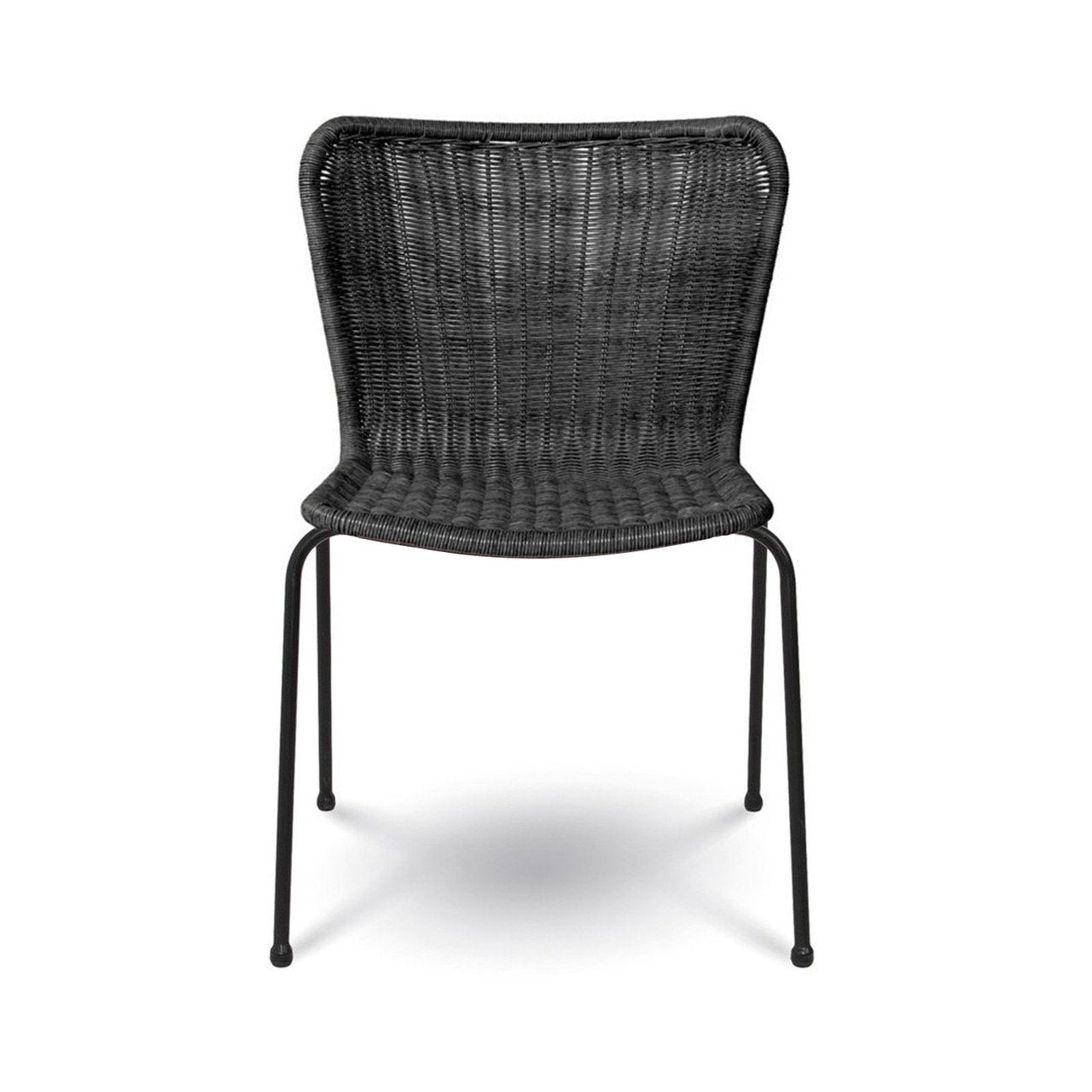 Black wicker chair on a white background