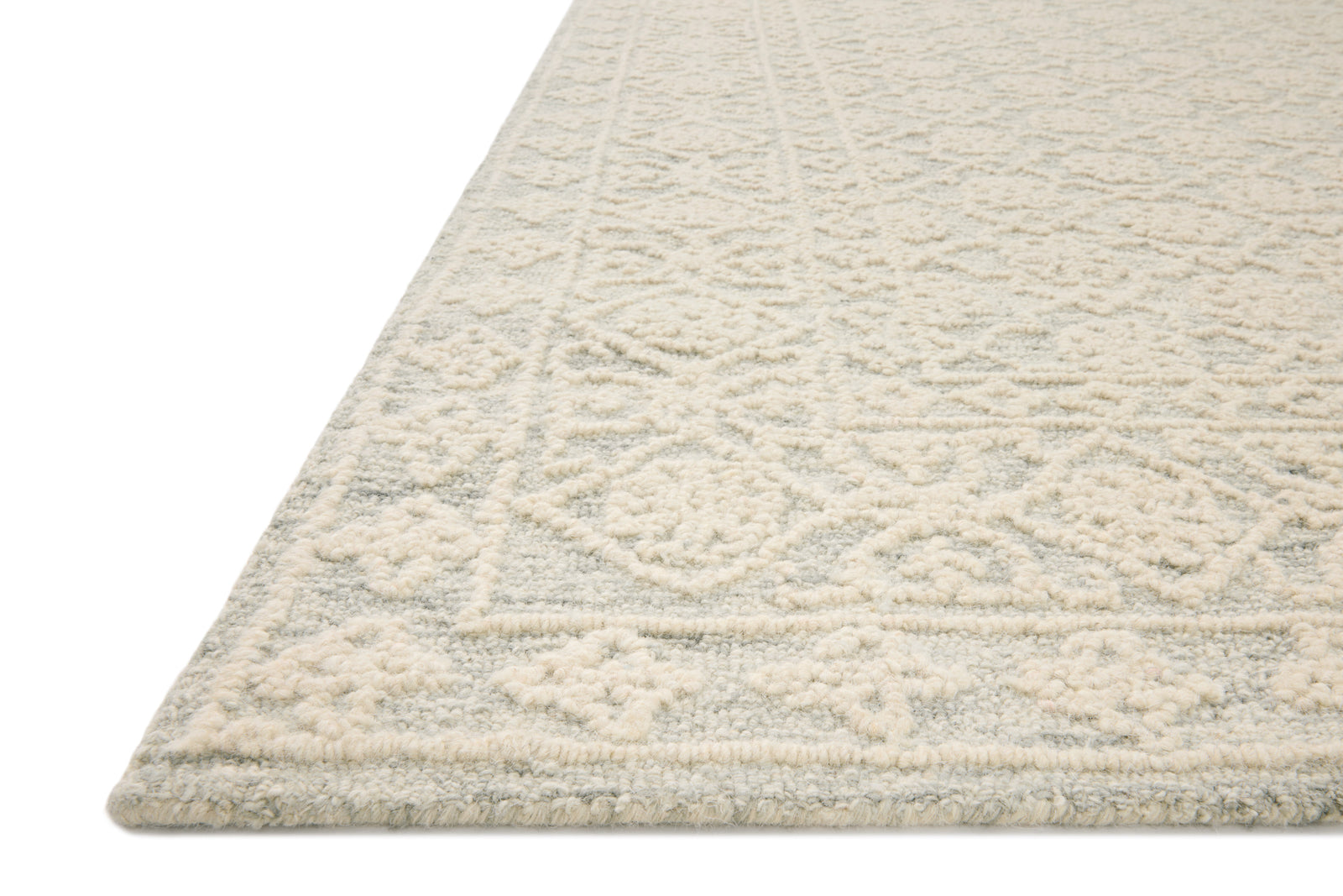 front view of Cecelia Mist / Ivory luxury Rug