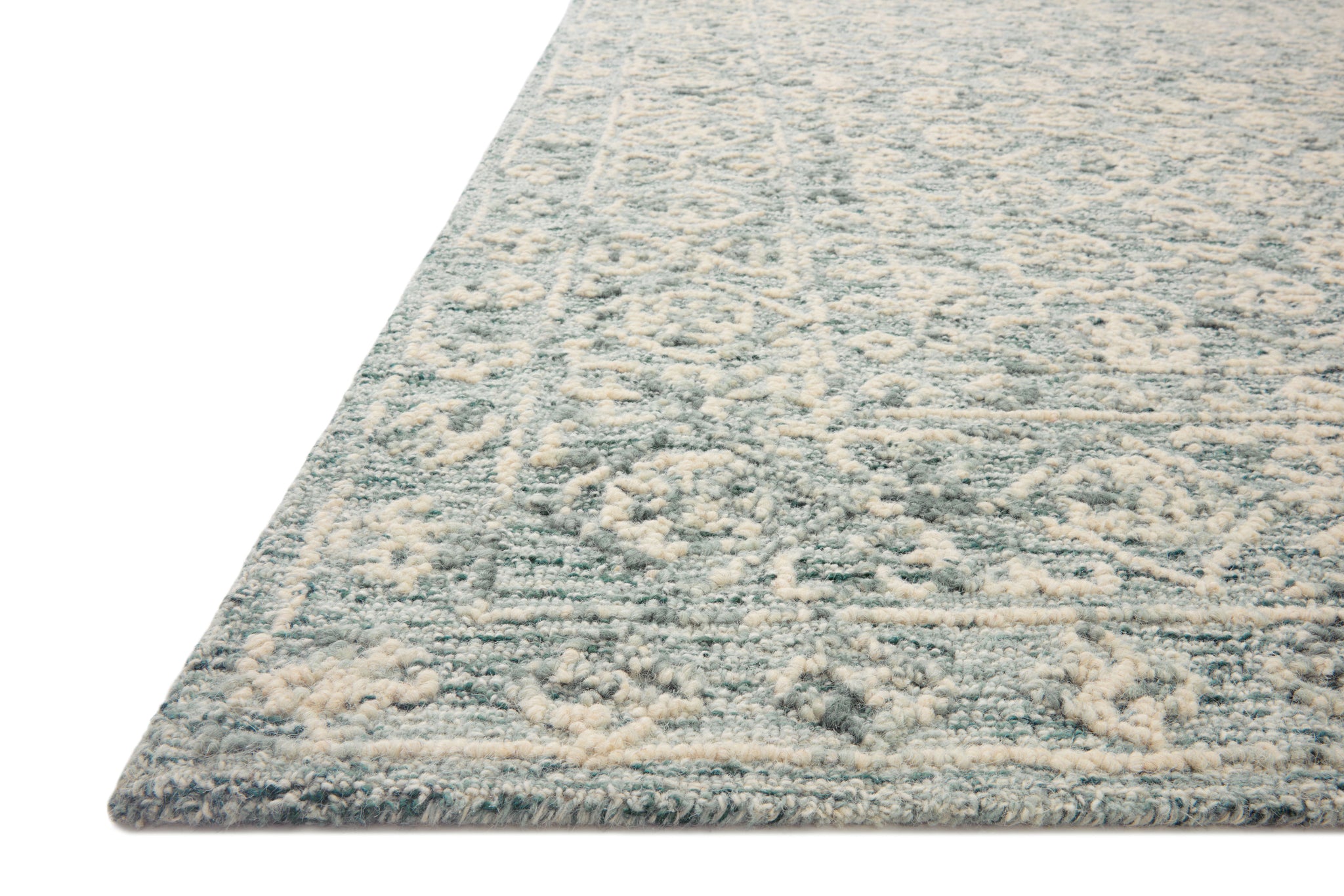 angle view of Cecelia Ocean / Ivory luxury Rug