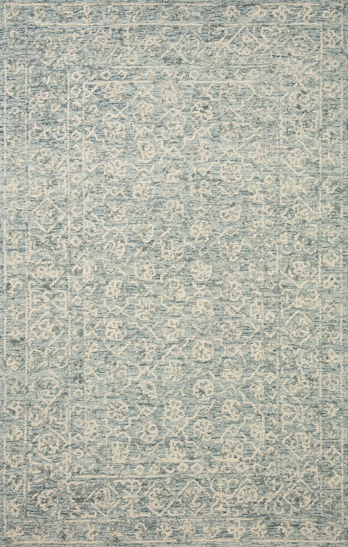 front view of Cecelia Ocean / Ivory luxury Rug