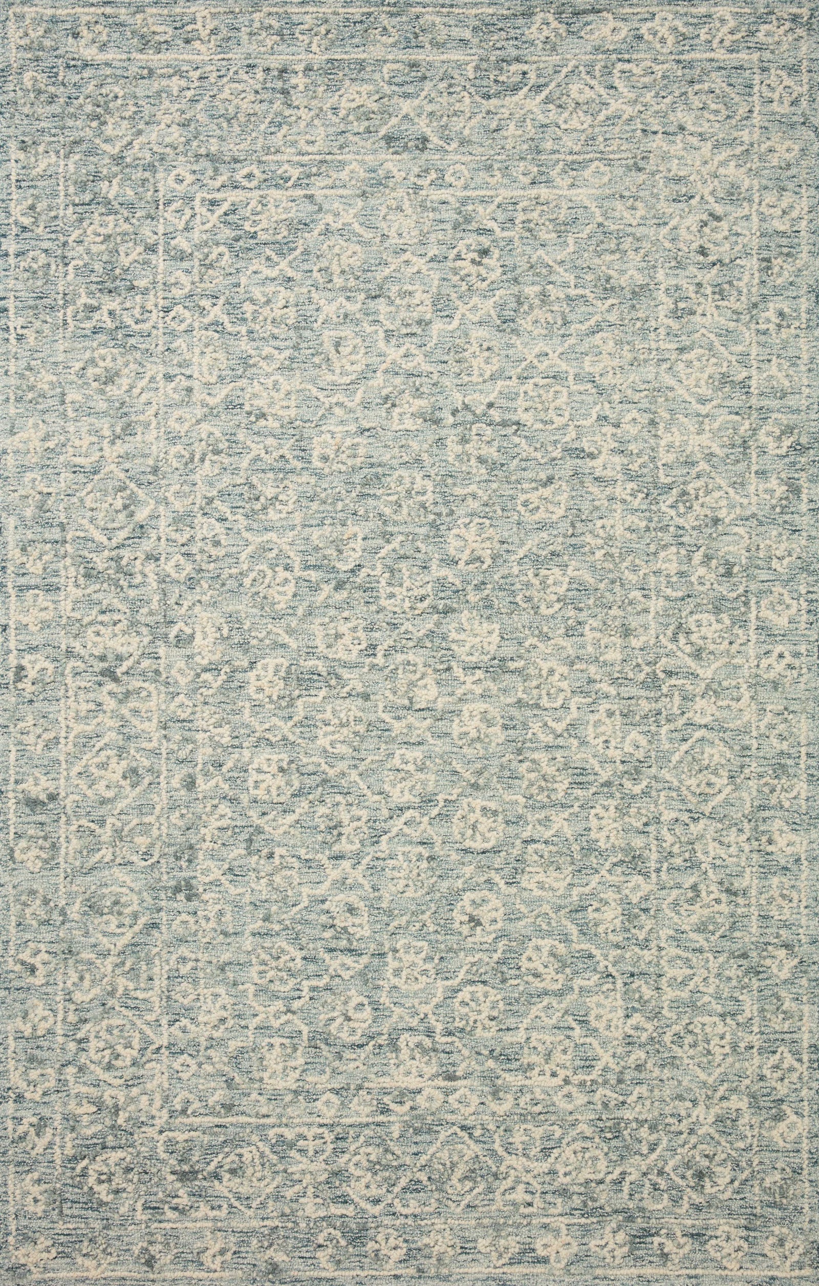 front view of Cecelia Ocean / Ivory luxury Rug