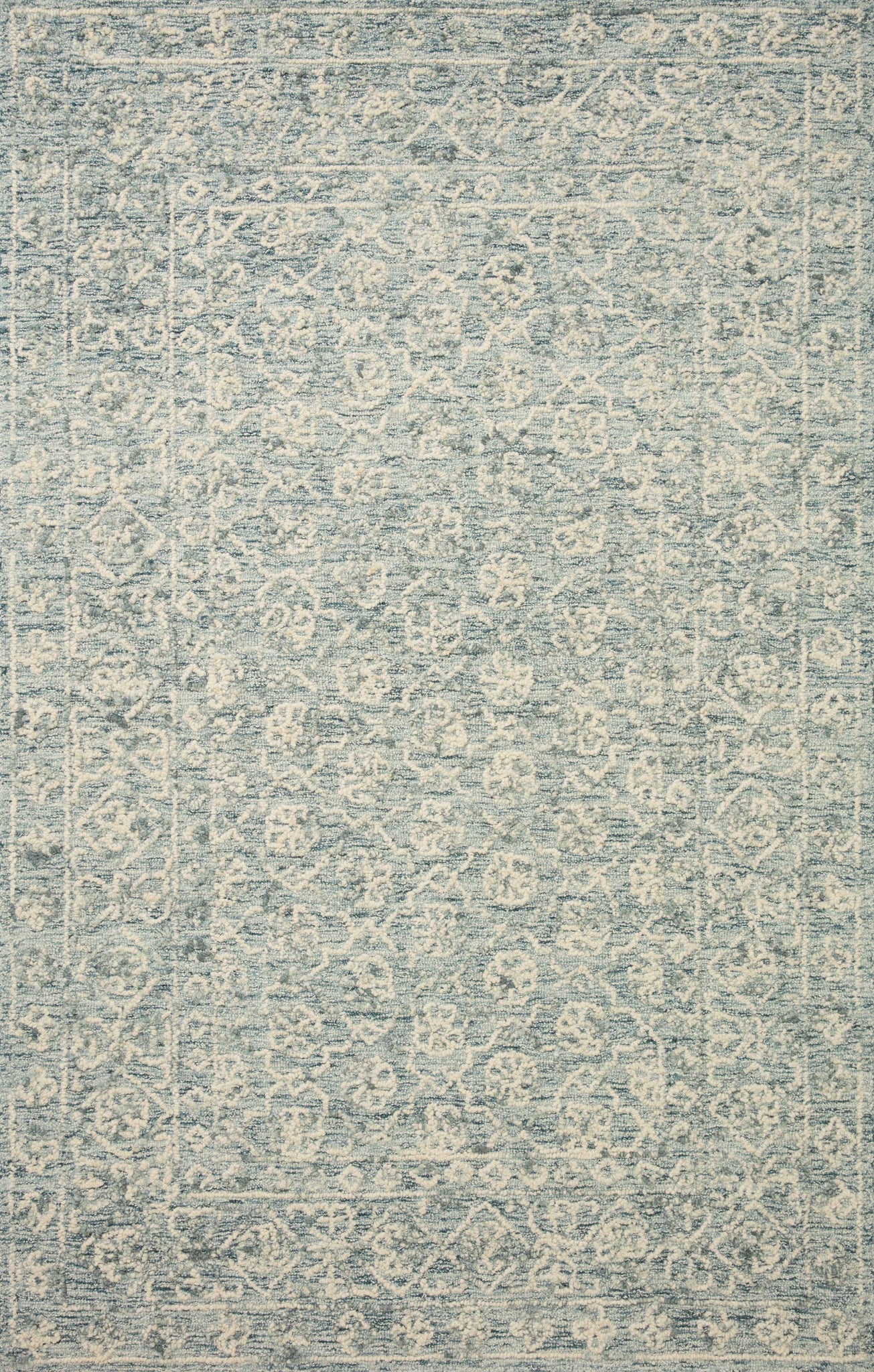 front view of Cecelia Ocean / Ivory luxury Rug