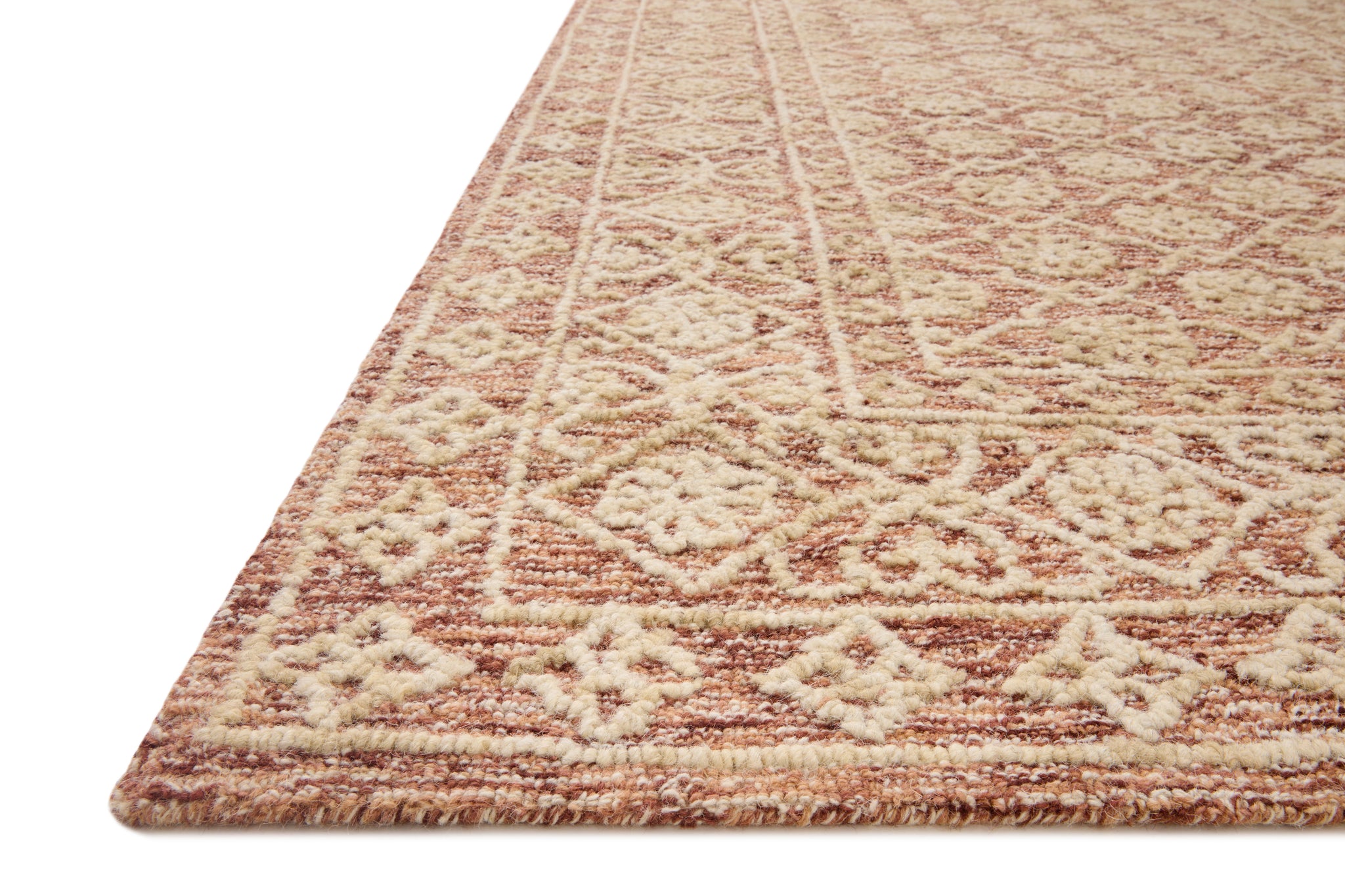 side view of Cecelia Rust / Natural luxury Rug