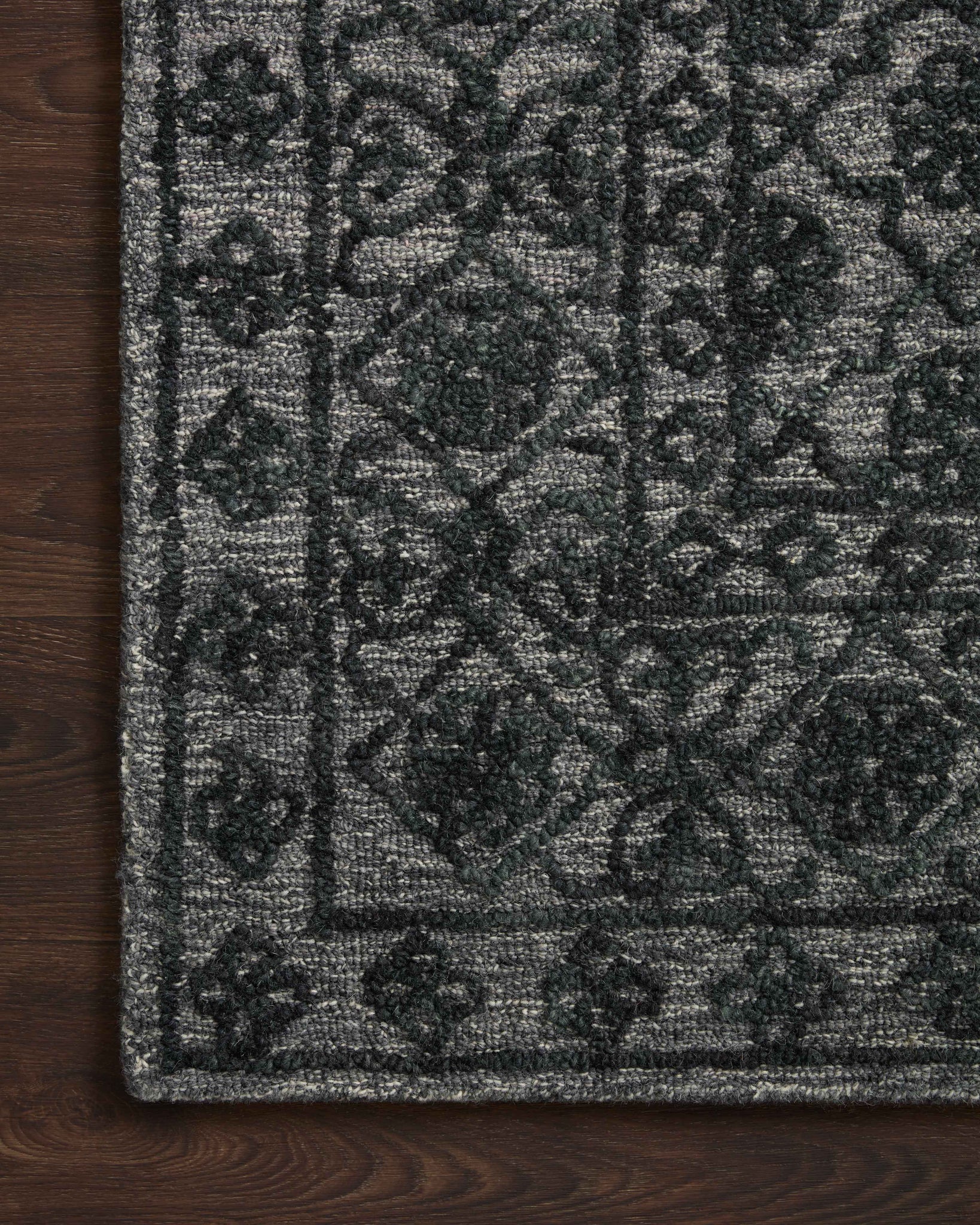 side view of Cecelia Smoke / Dk. Grey luxury Rug