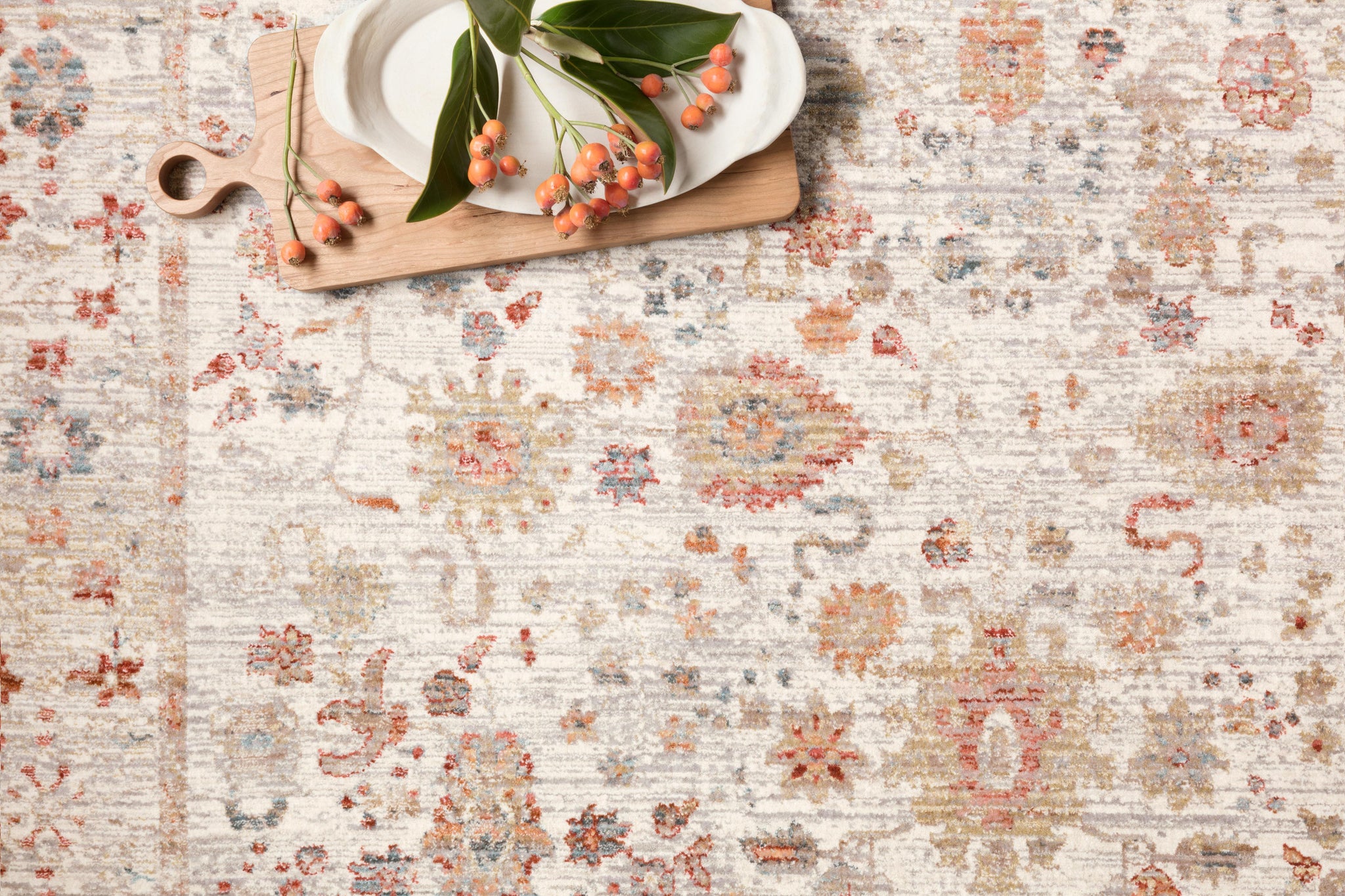 Claire Ivory / Multi shown from a different angle to reveal its pattern.