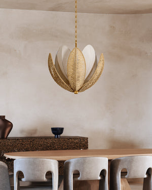 Costa Brava Chandelier 36" styled in a two-story entry for warm, layered light at Laurie Yapp Home.