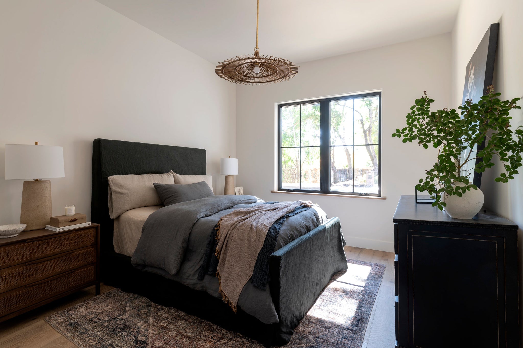 Costa Mesa Pendant 31.25" styled in a bright kitchen for warm, layered light at Laurie Yapp Home.