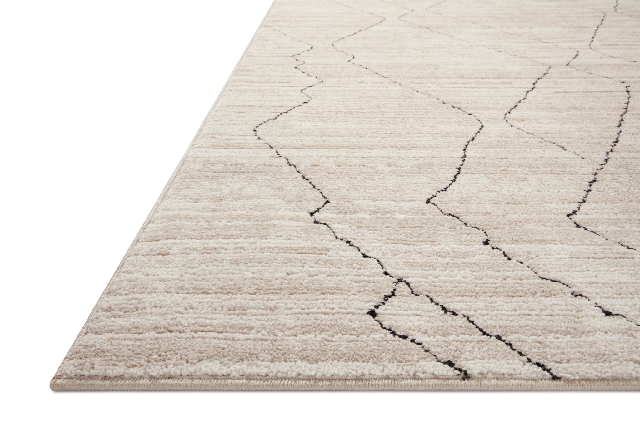 side view of Darby Sand / Charcoal luxury Rug