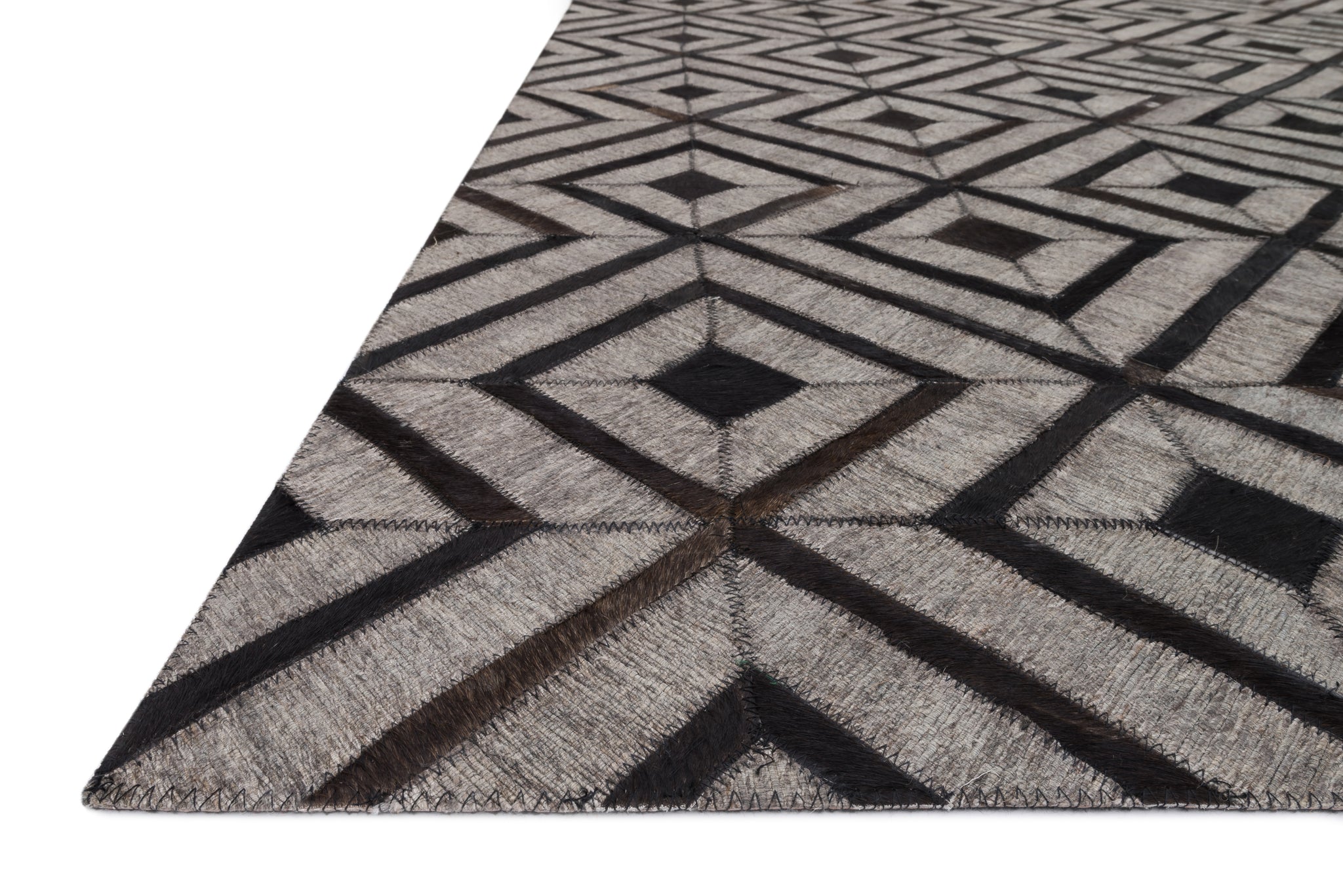 angle view of Dorado Beige / Espresso luxury Rug