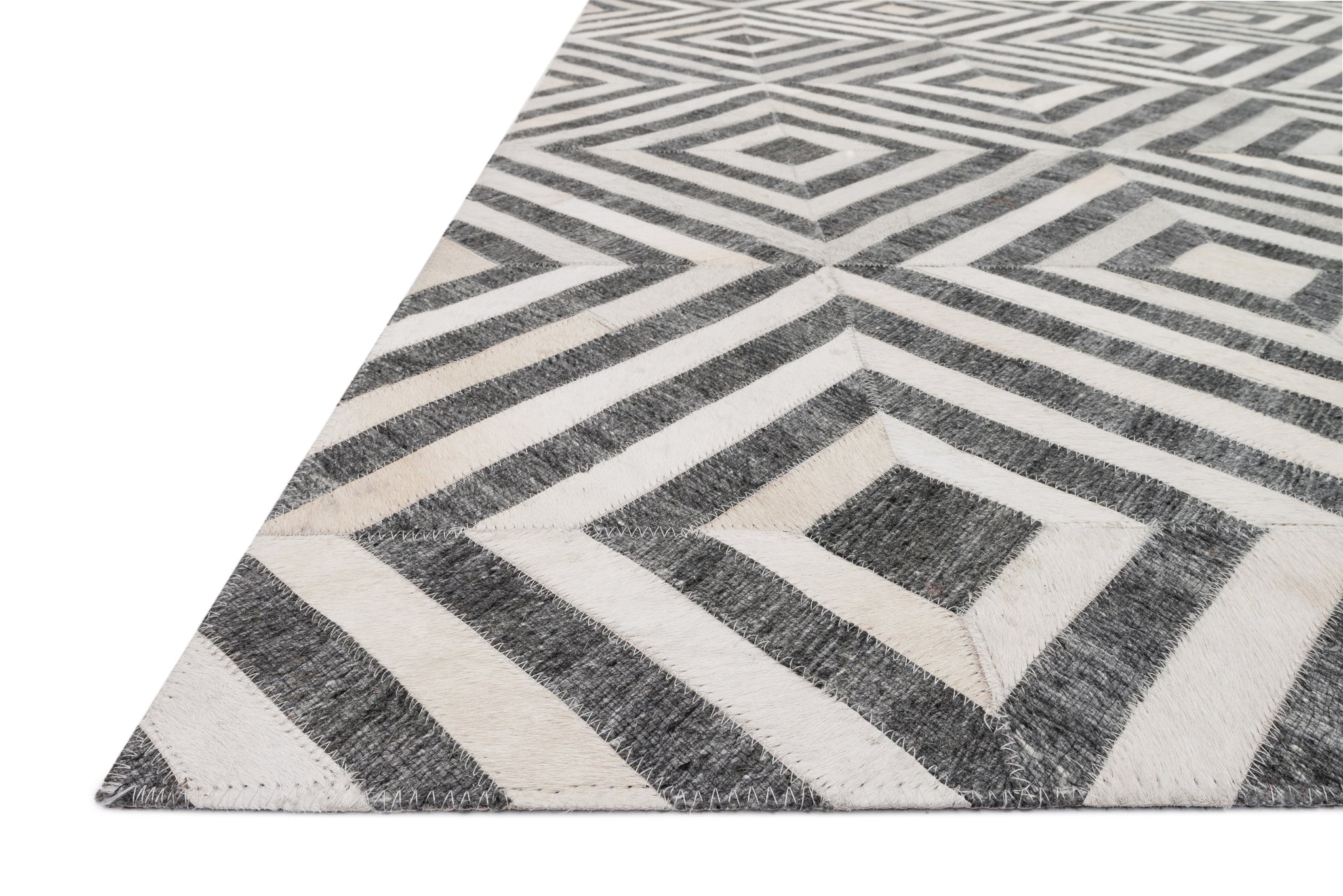 side view of Dorado Charcoal / Ivory luxury Rug