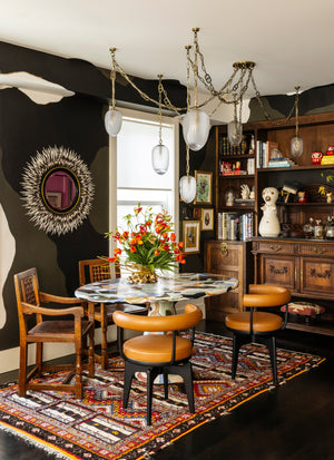 Daith Chandelier 61.25" styled in a formal living room for warm, layered light at Laurie Yapp Home.