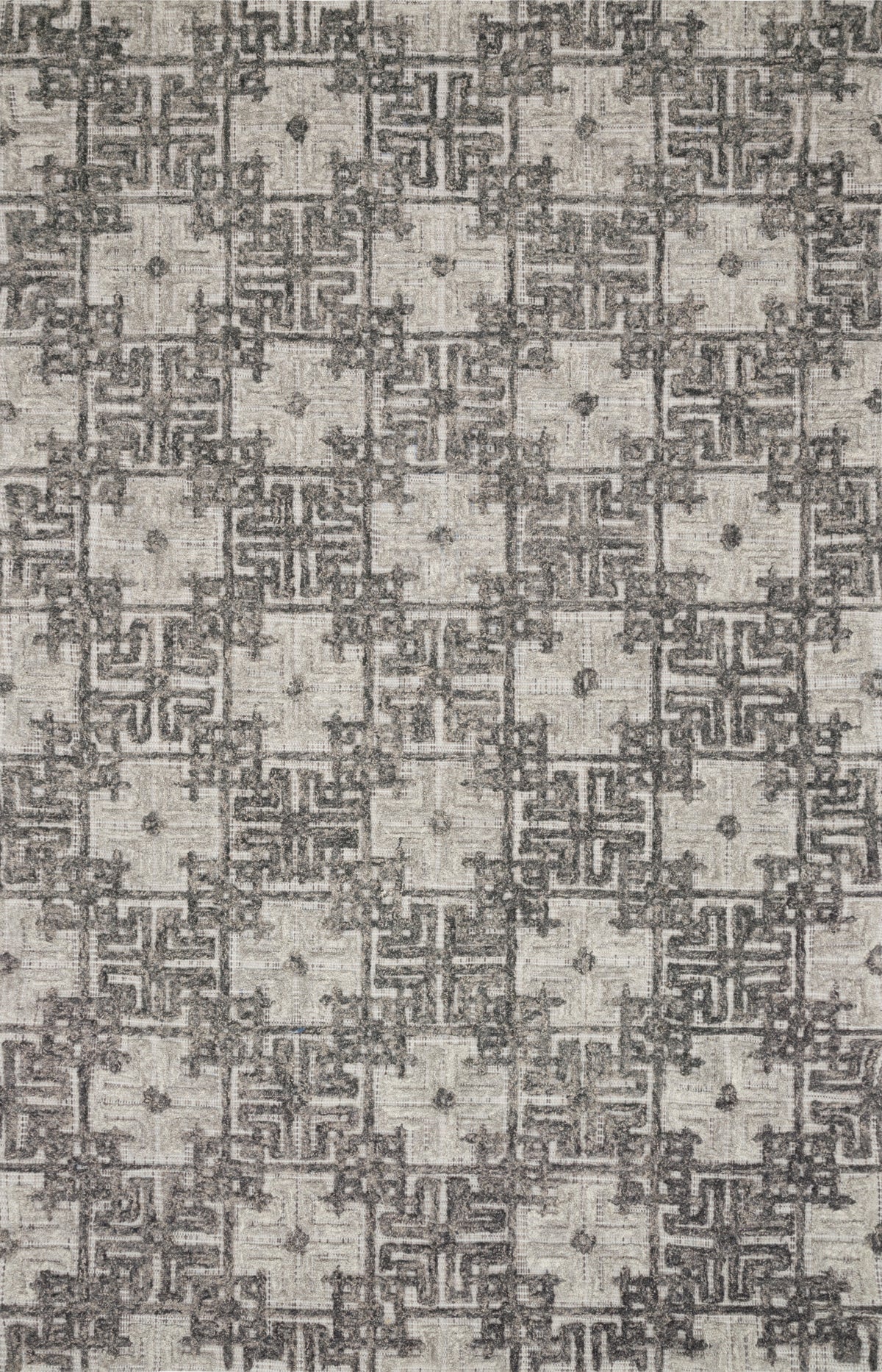front view of Ehren Charcoal Fog luxury Rug