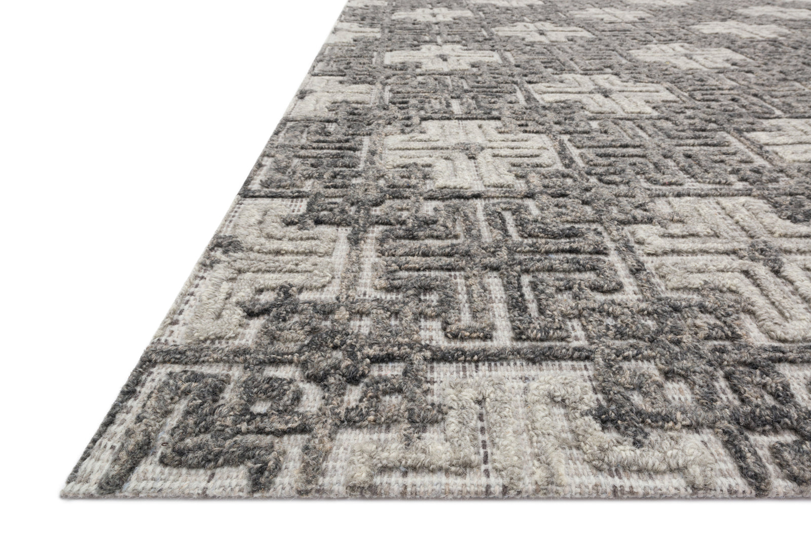 front view of Ehren Charcoal Fog luxury Rug