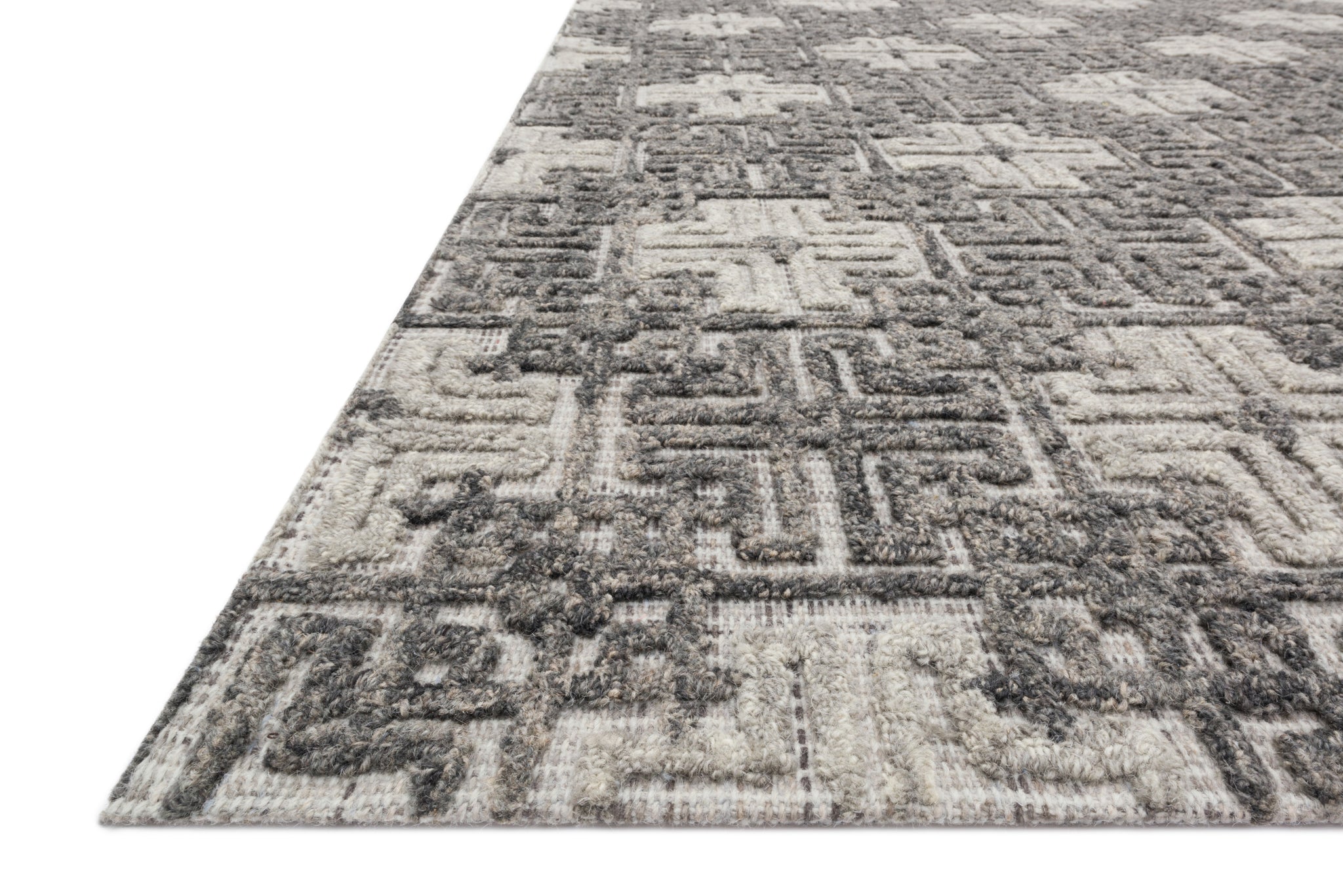 angle view of Ehren Charcoal Fog luxury Rug
