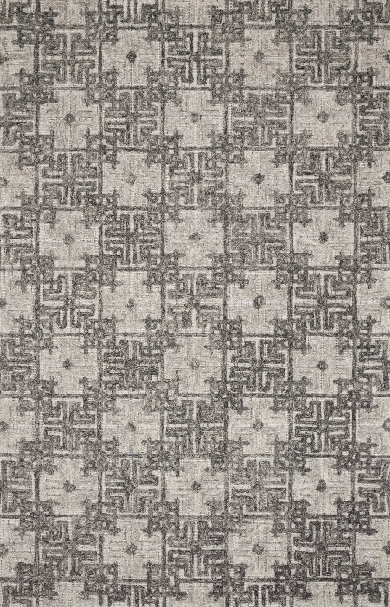 front view of Ehren Charcoal Fog luxury Rug