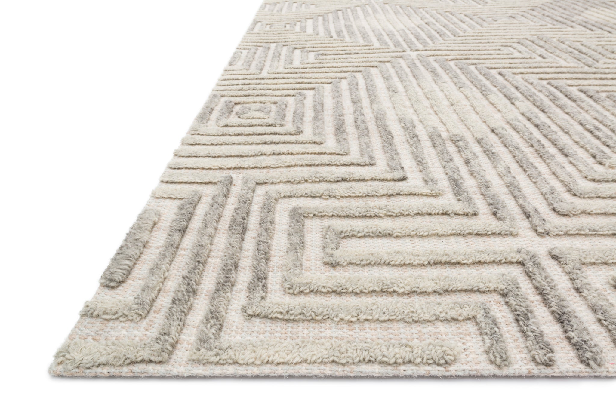 angle view of Ehren Grey / Silver luxury Rug