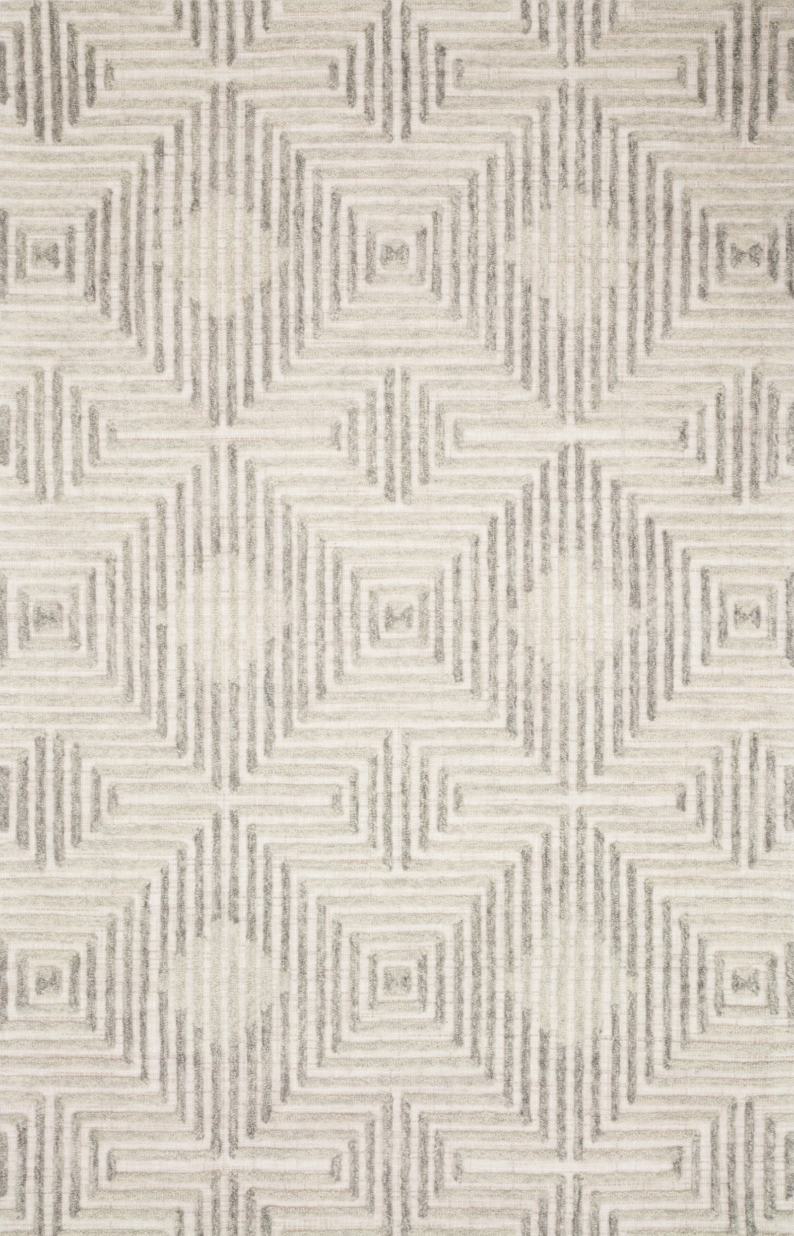front view of Ehren Grey / Silver luxury Rug