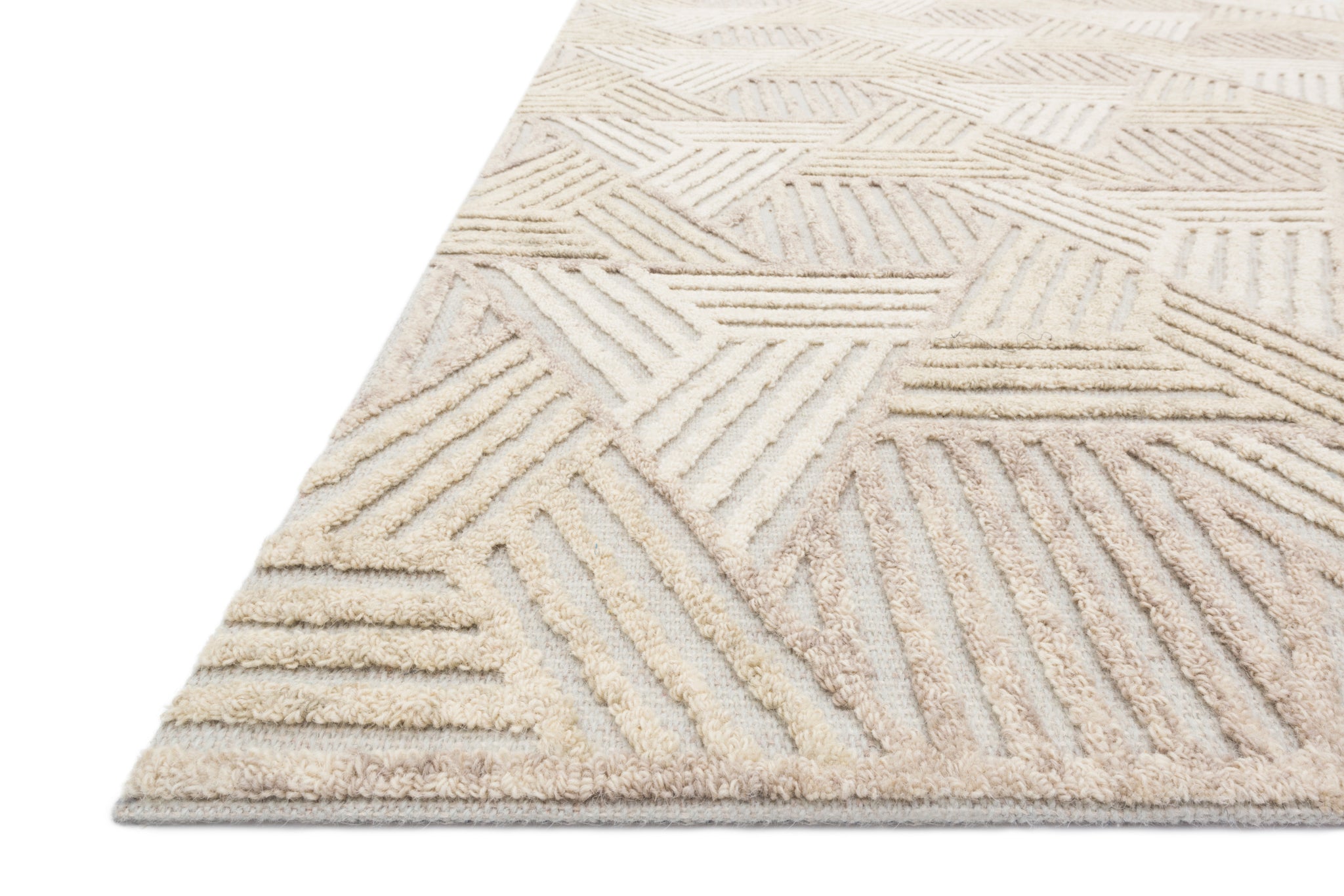 side view of Ehren Oatmeal / Ivory luxury Rug
