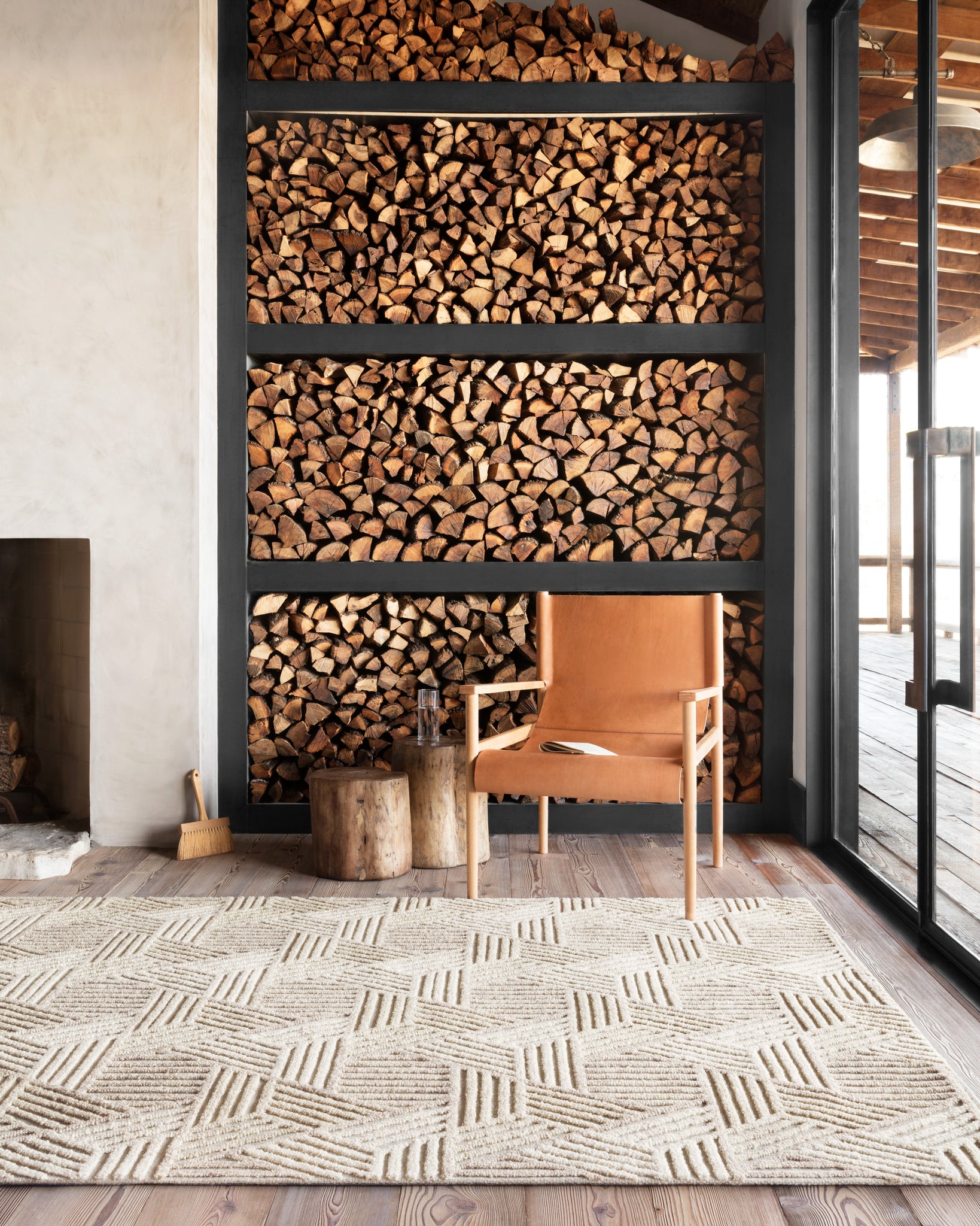 angle view of Ehren Oatmeal / Ivory luxury Rug