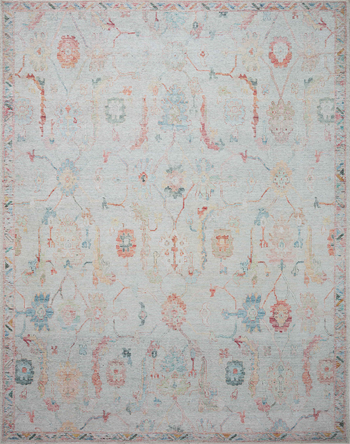 front view of Elysium Pebble / Multi luxury Rug