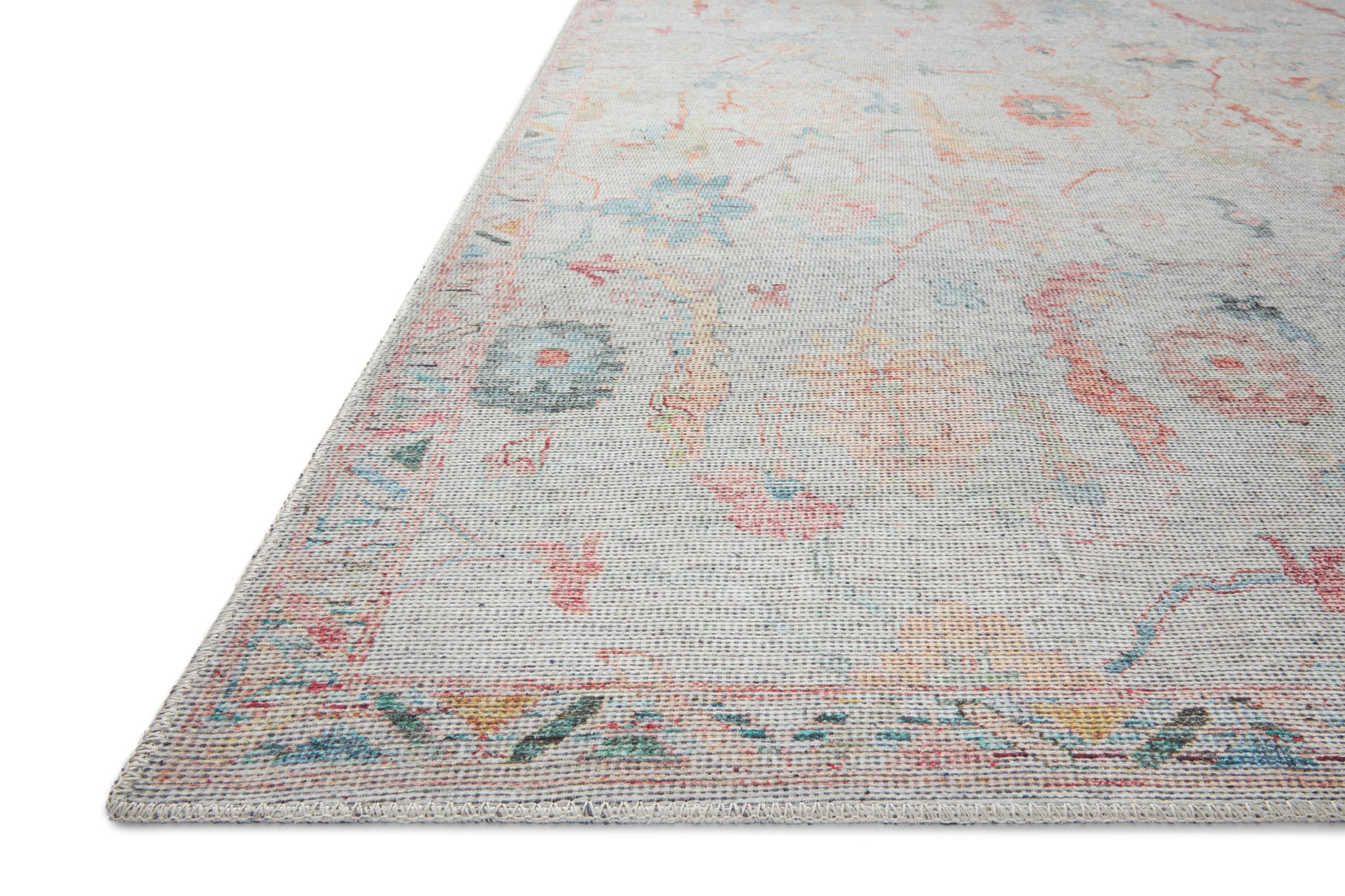 side view of Elysium Pebble / Multi luxury Rug