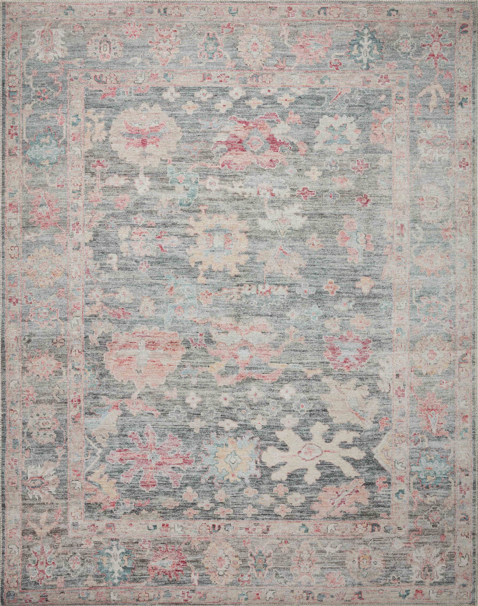 front view of Elysium Graphite / Multi luxury Rug