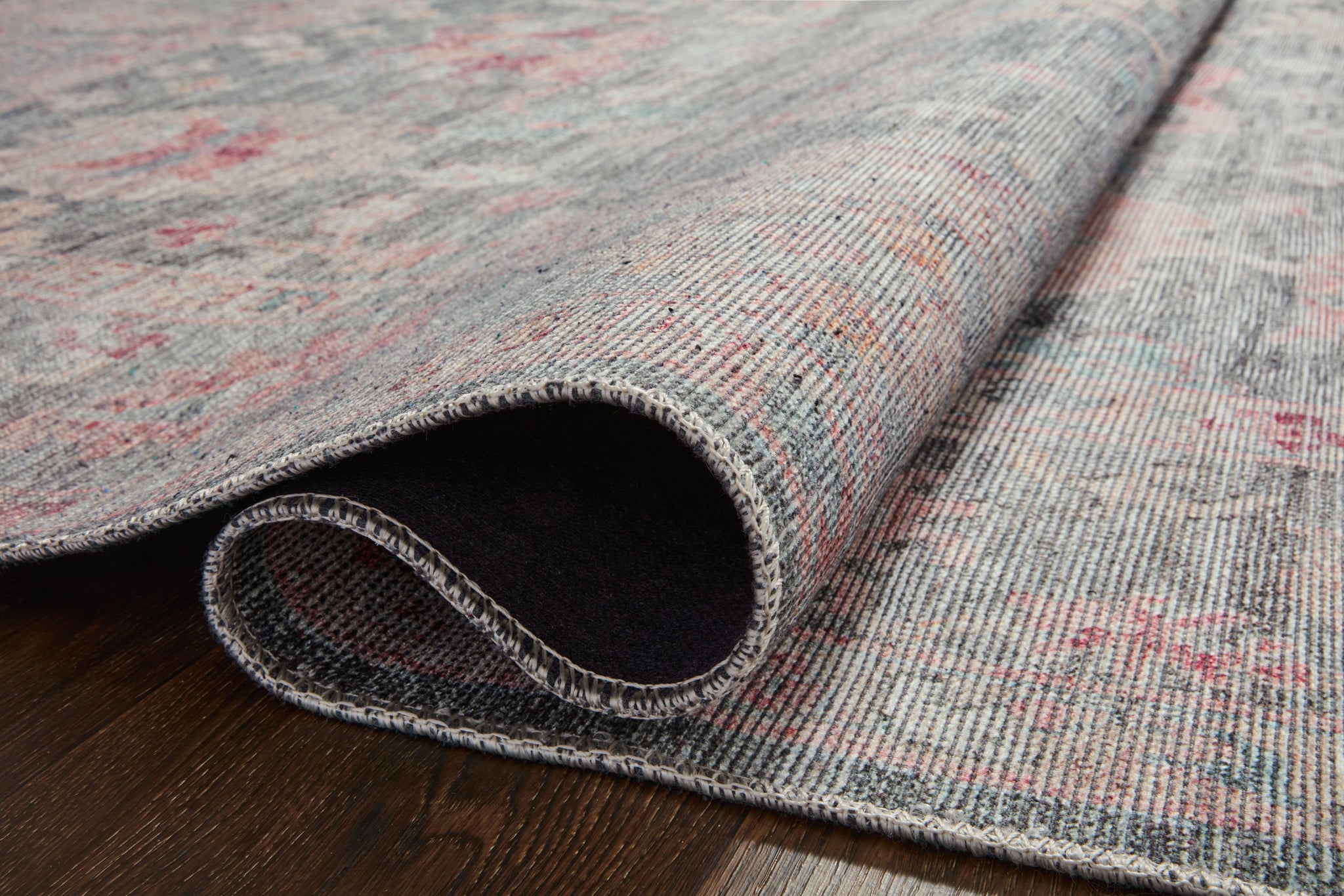 side view of Elysium Graphite / Multi luxury Rug