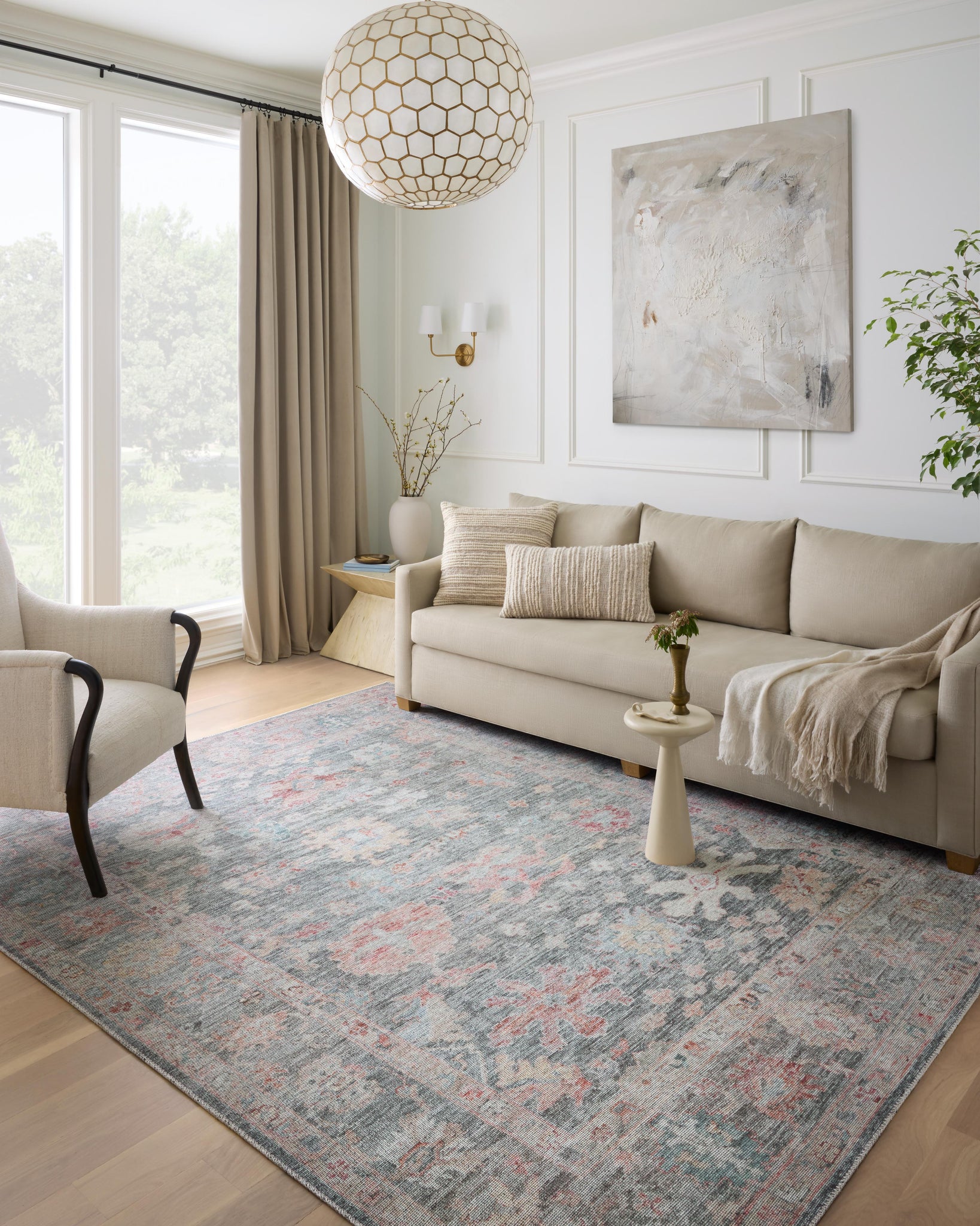 angle view of Elysium Graphite / Multi luxury Rug