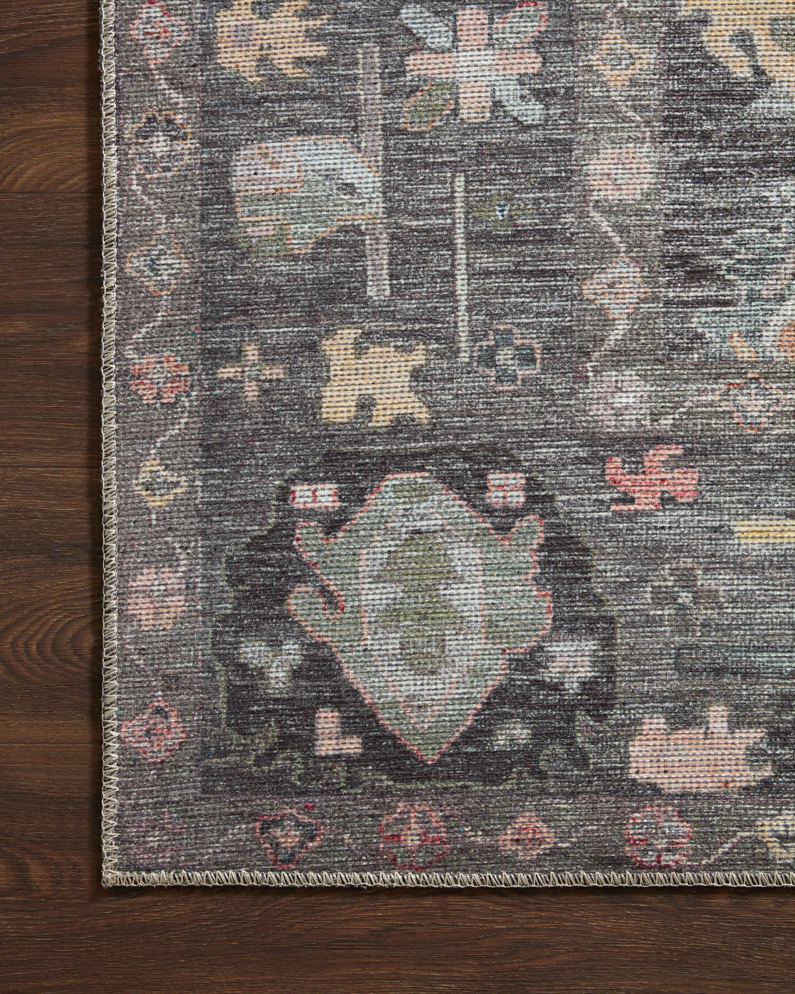 lifestyle view of Elysium Charcoal / Multi luxury Rug