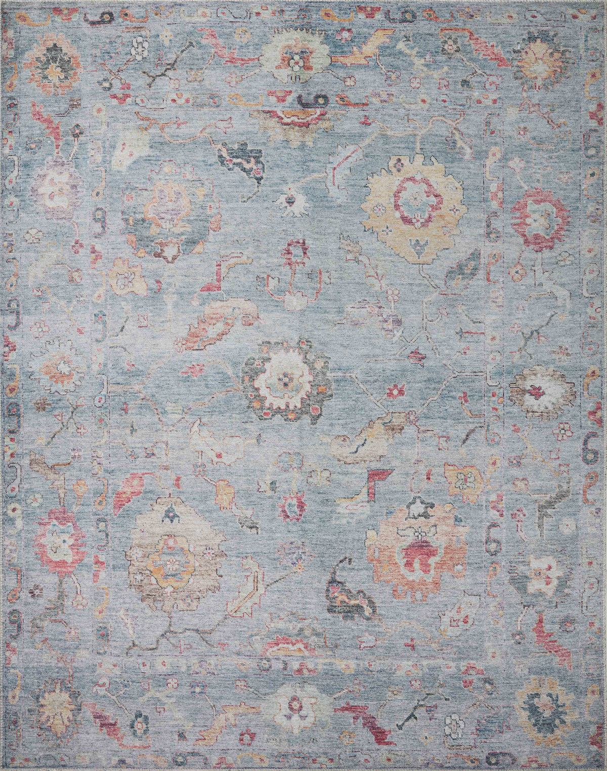 front view of Elysium Denim / Multi luxury Rug