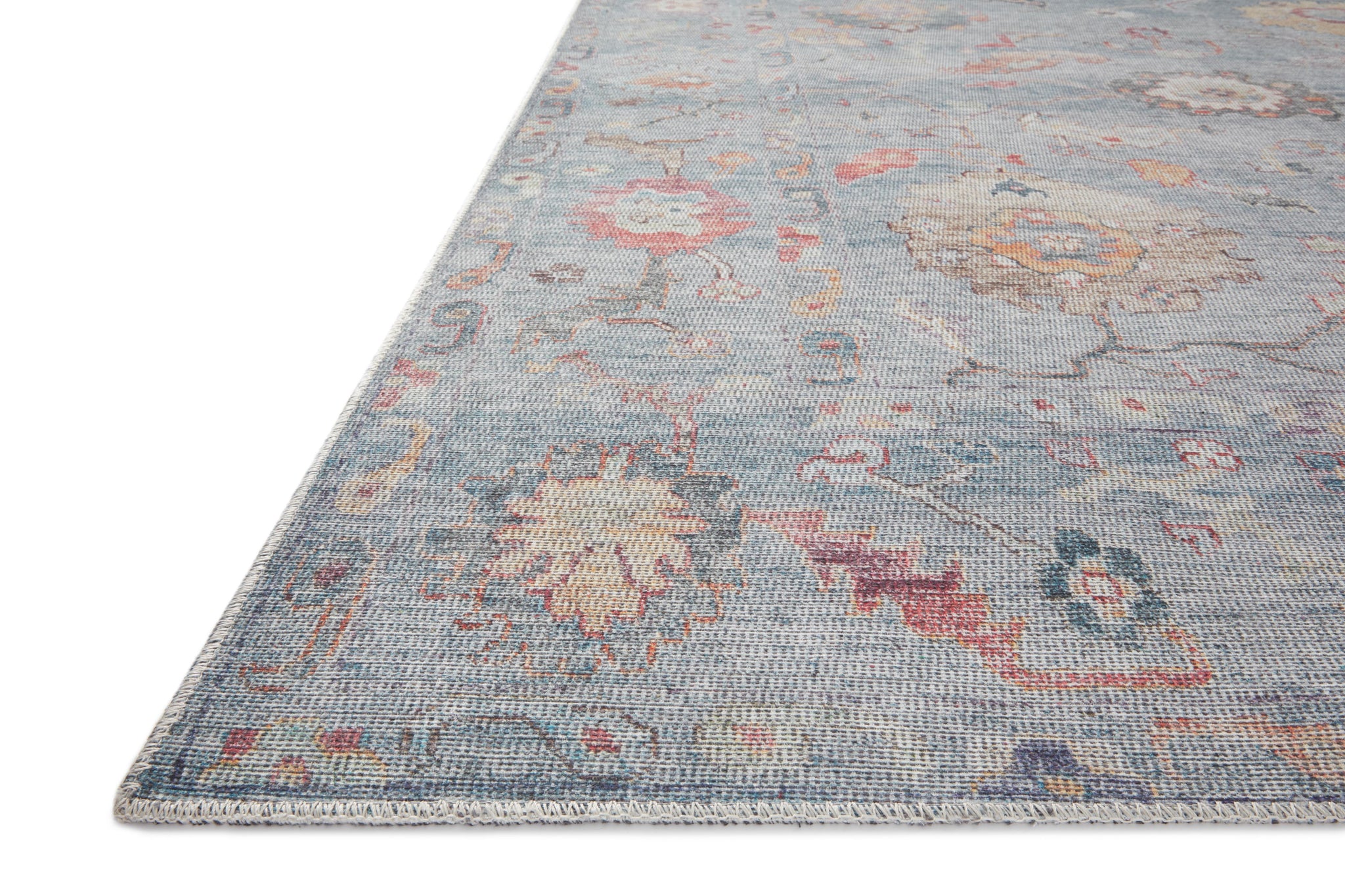 side view of Elysium Denim / Multi luxury Rug