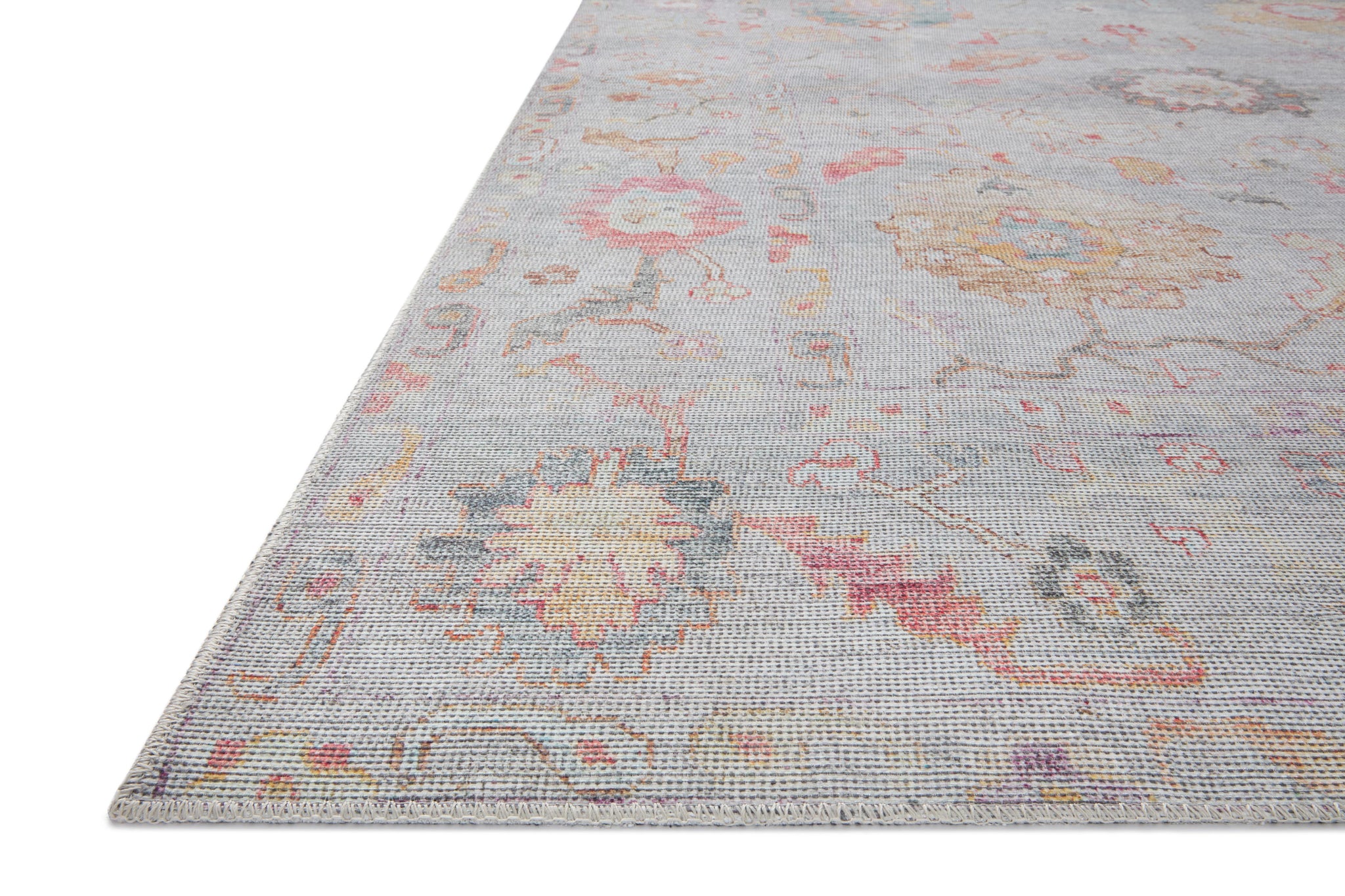 side view of Elysium Silver / Multi luxury Rug