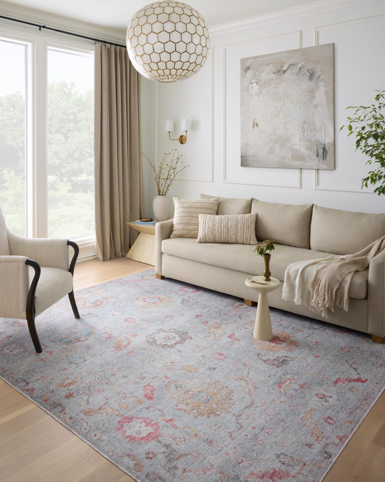 front view of Elysium Silver / Multi luxury Rug