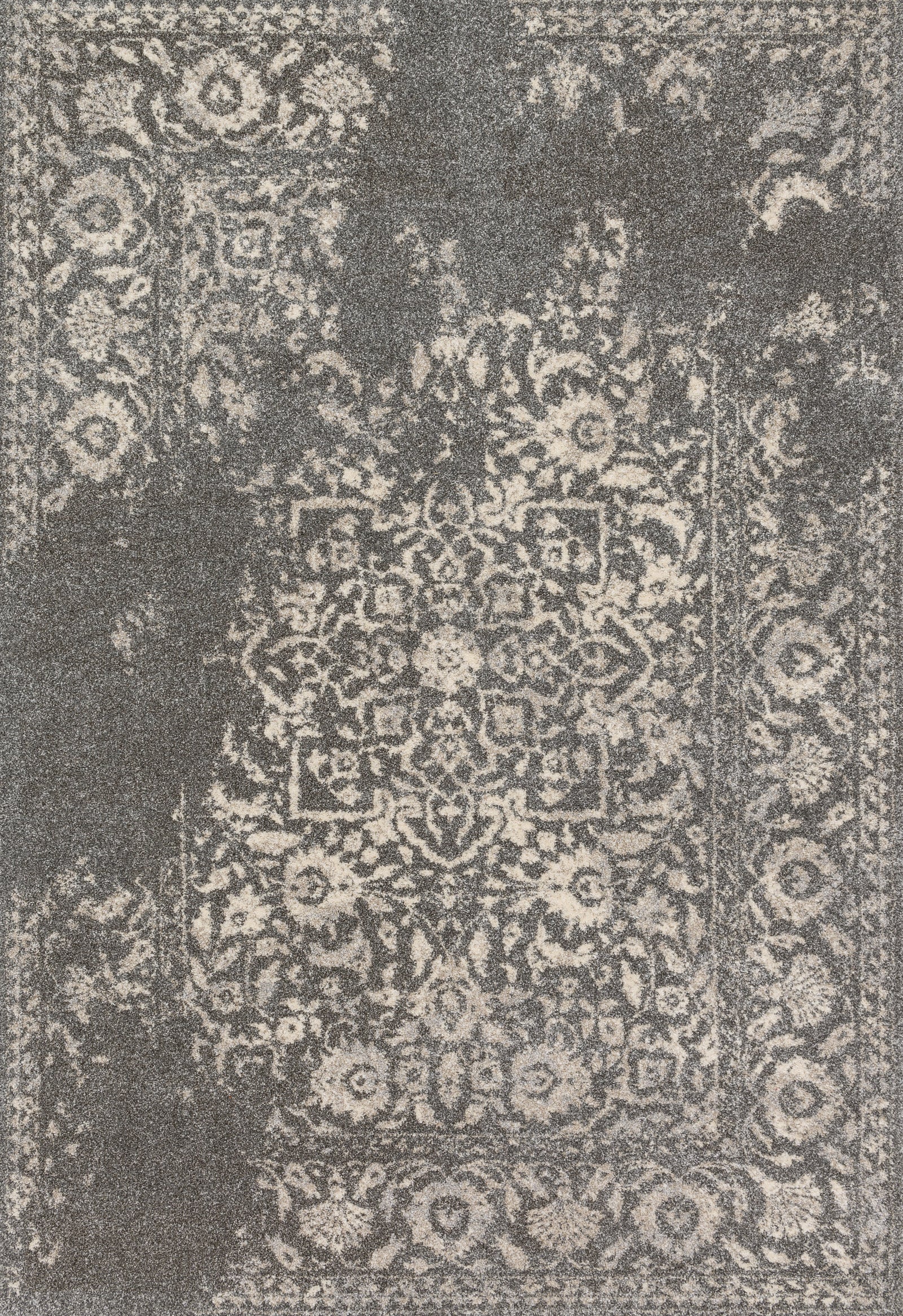 front view of Emory Charcoal / Ivory luxury Rug