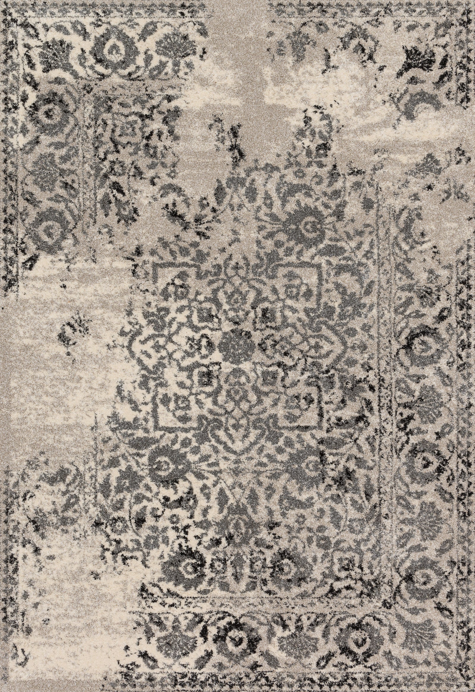 front view of Emory Ivory / Charcoal luxury Rug