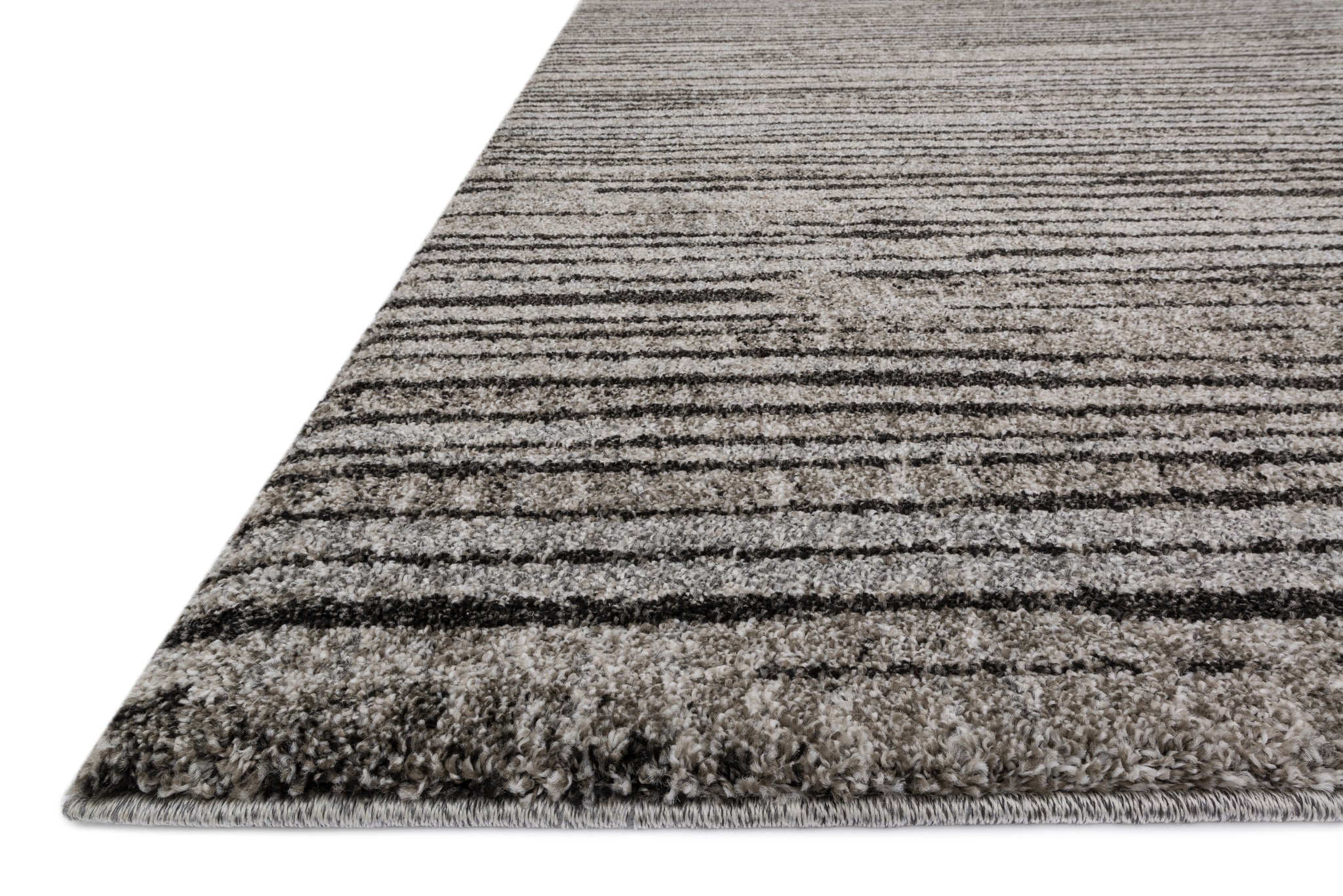angle view of Emory Grey / Black luxury Rug