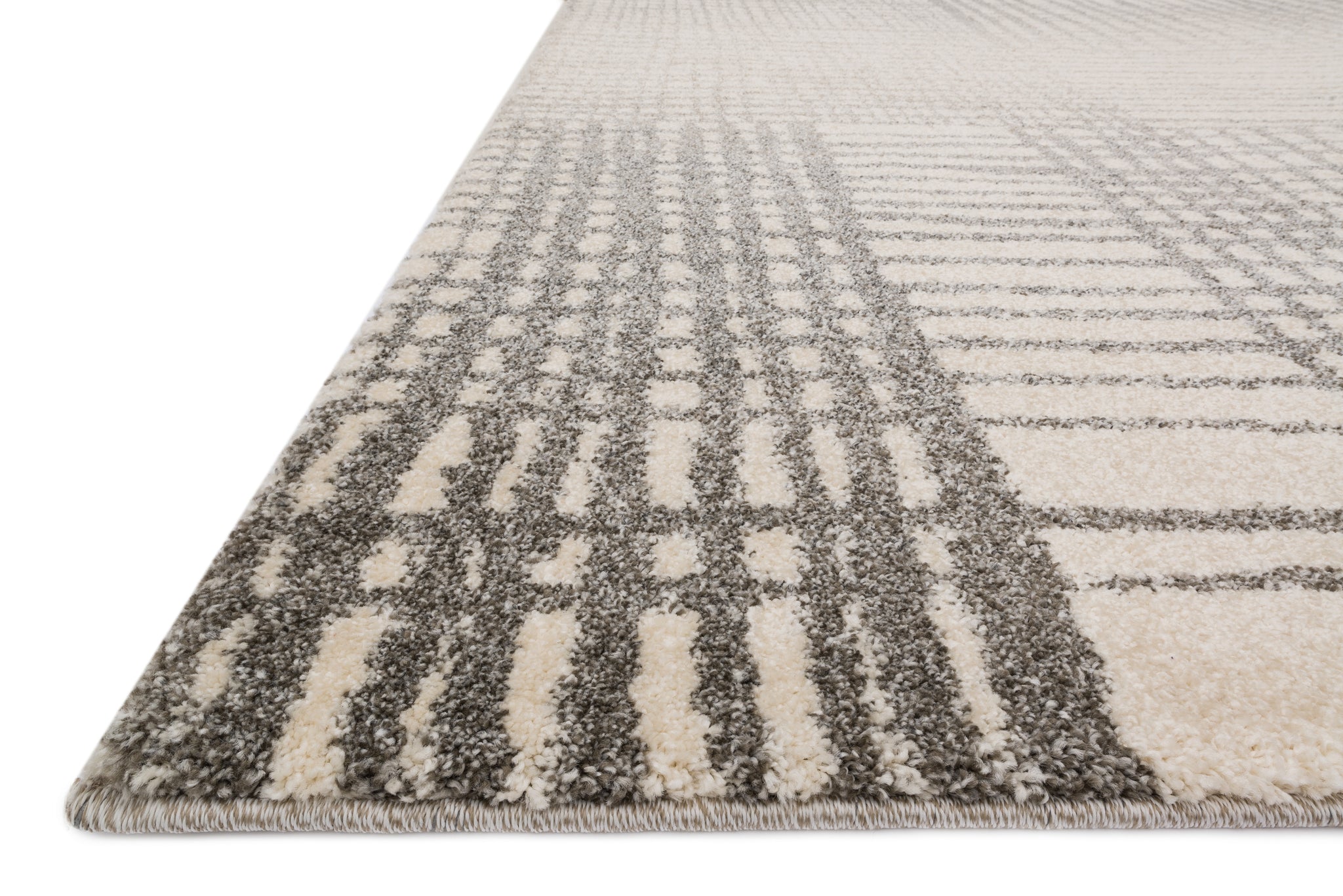angle view of Emory Ivory / Grey luxury Rug