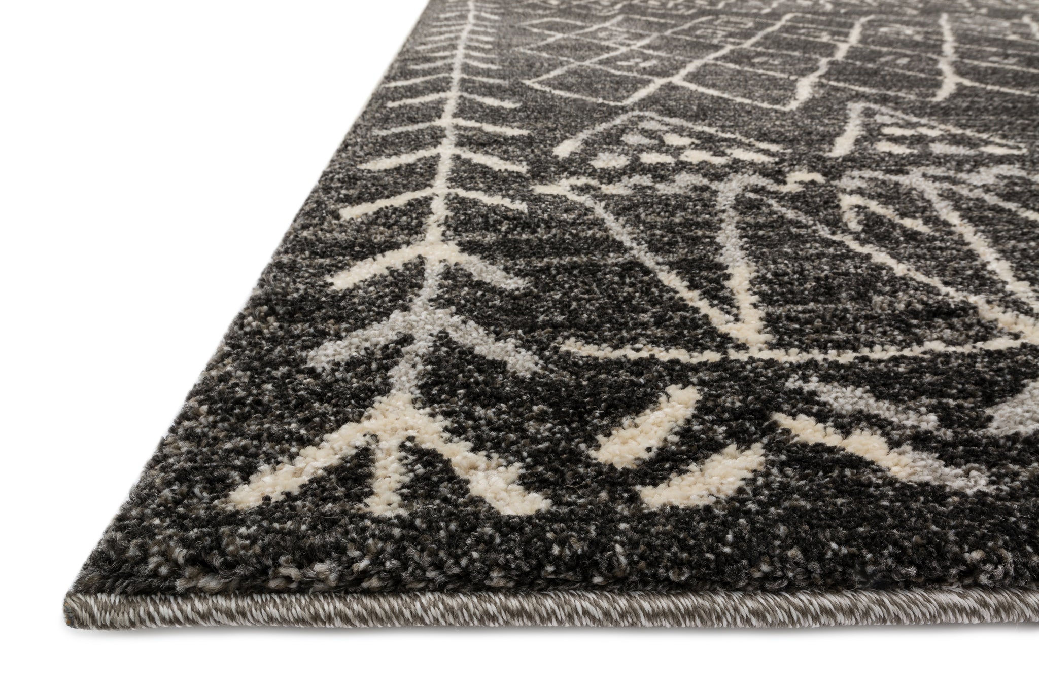 angle view of Emory Black / Ivory luxury Rug