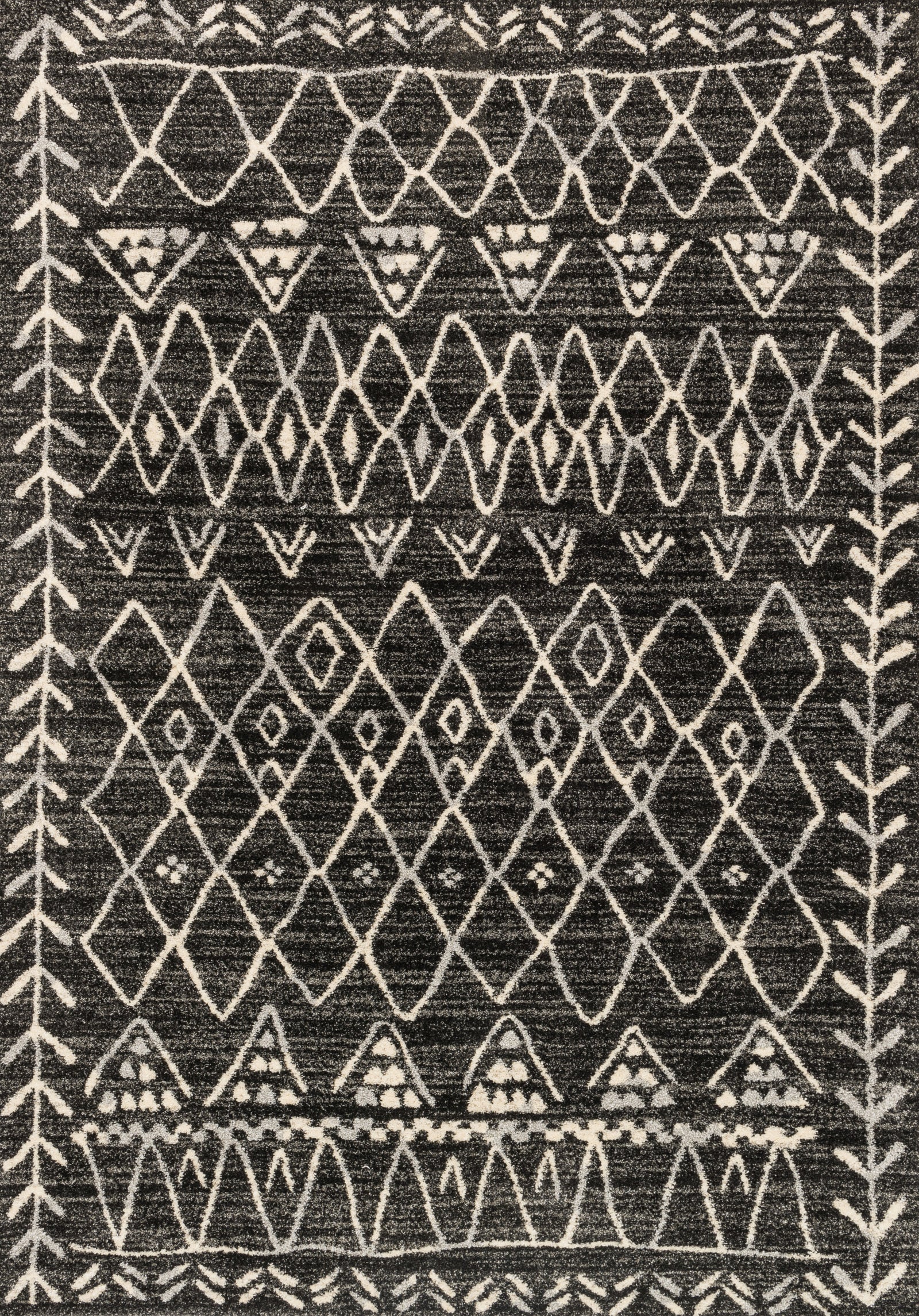 front view of Emory Black / Ivory luxury Rug