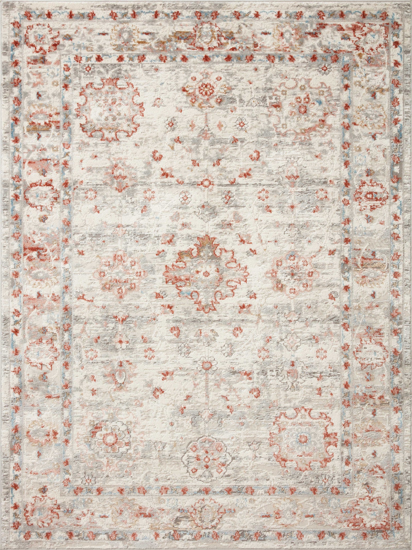 front view of Estelle Ivory / Rust luxury Rug