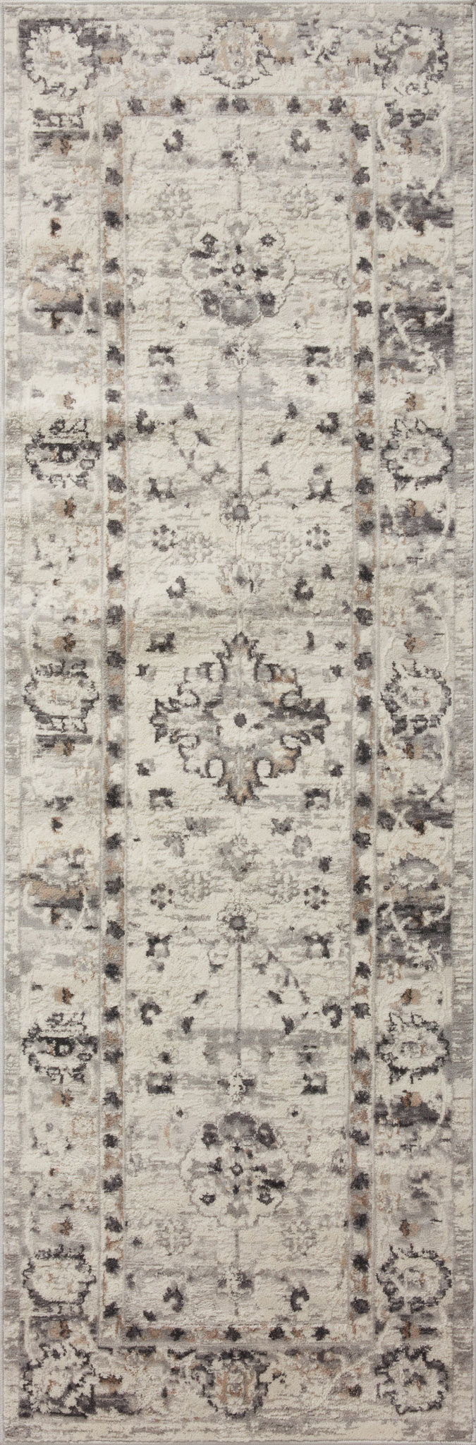 side view of Estelle Ivory / Stone luxury Rug