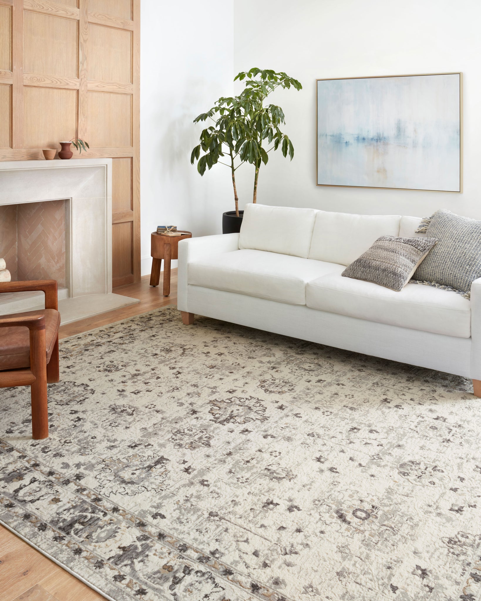 lifestyle view of Estelle Ivory / Stone luxury Rug