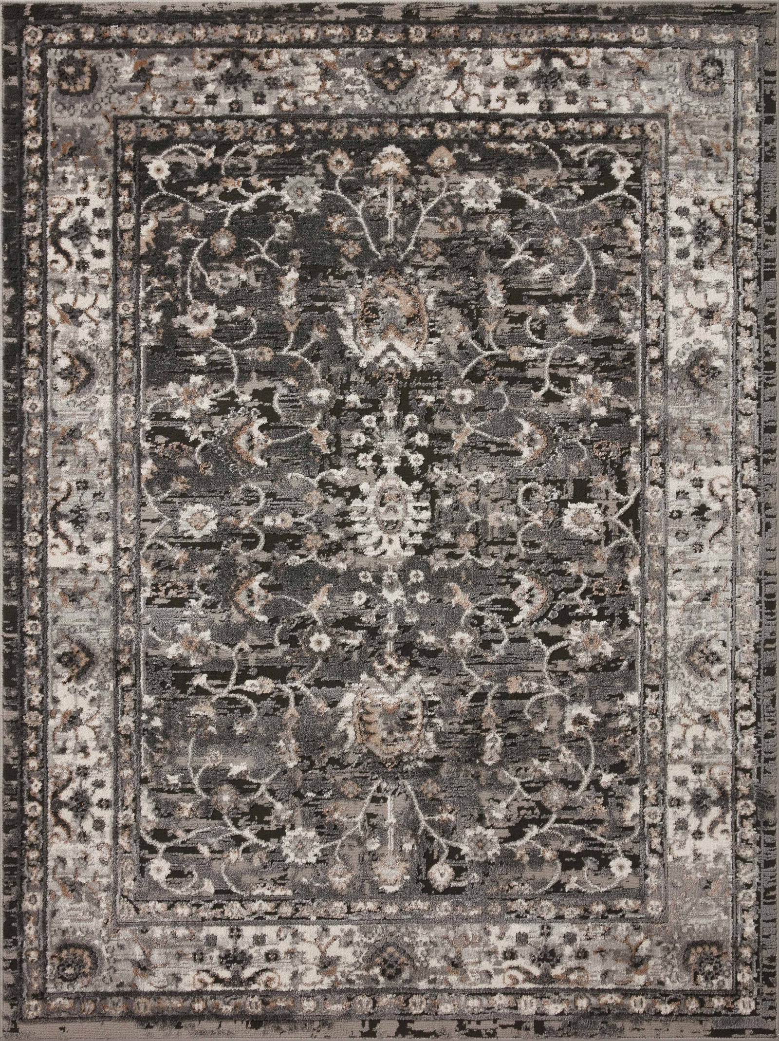 front view of Estelle Charcoal / Grey luxury Rug