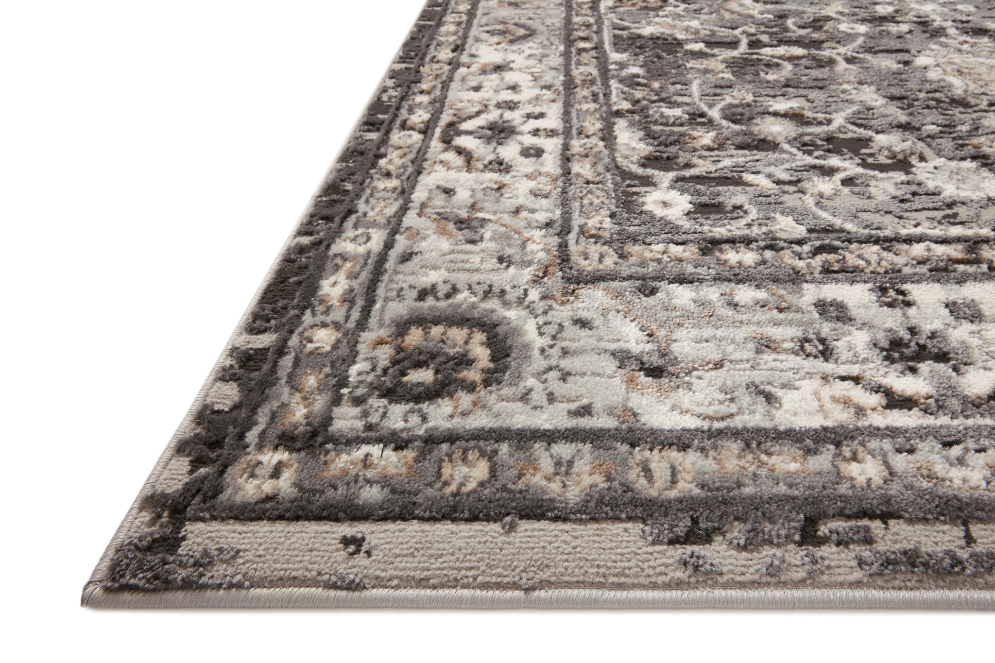 side view of Estelle Charcoal / Grey luxury Rug